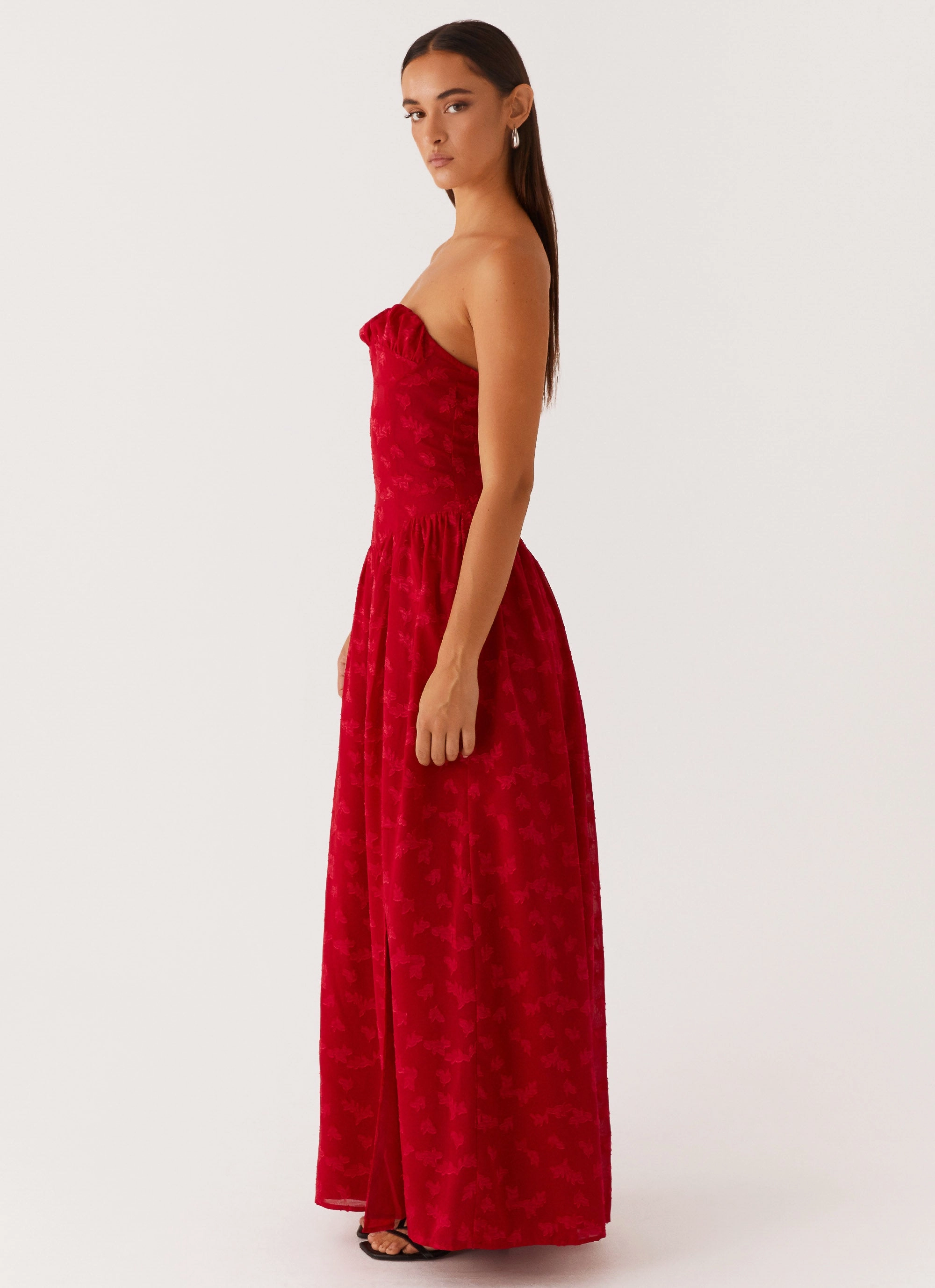 Adira Maxi Dress - Red Flattering Waist Design Fit