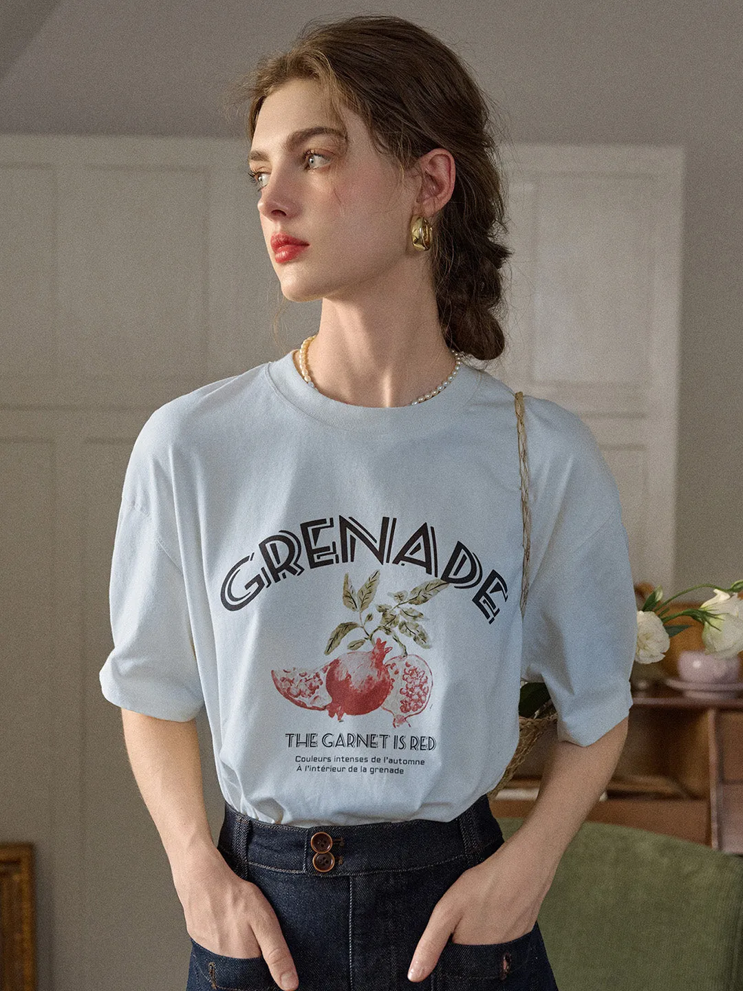 Fashion Statement Eco Conscious Packaging ??Final Sale??Calla Round Neck Pattern 100% Cotton T-shirt