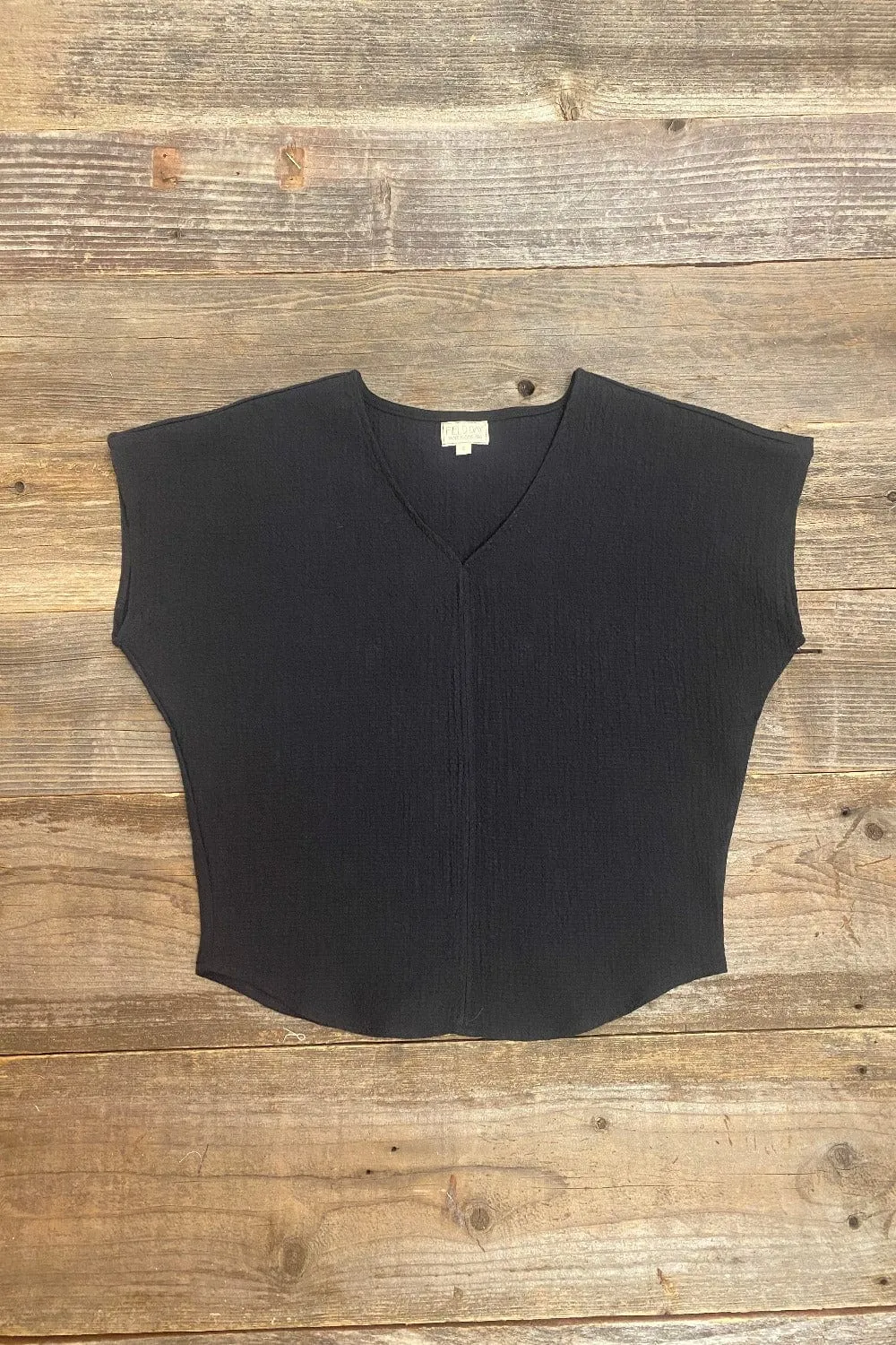 Ribbed Knit Fabric Dolman Top in Black Texture