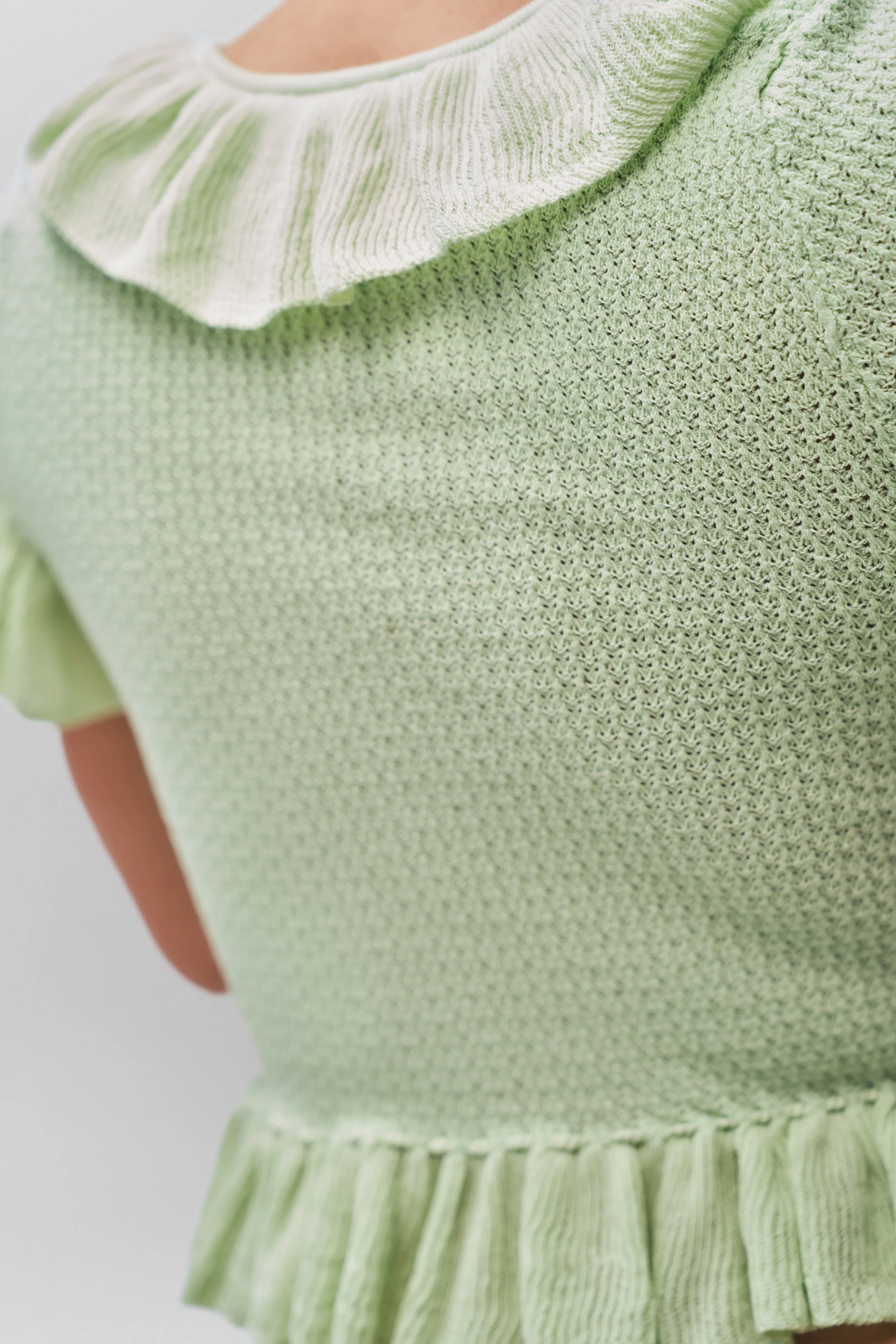 Ruffle Knit Tie Top Hidden Storage Pocket All Day Comfort