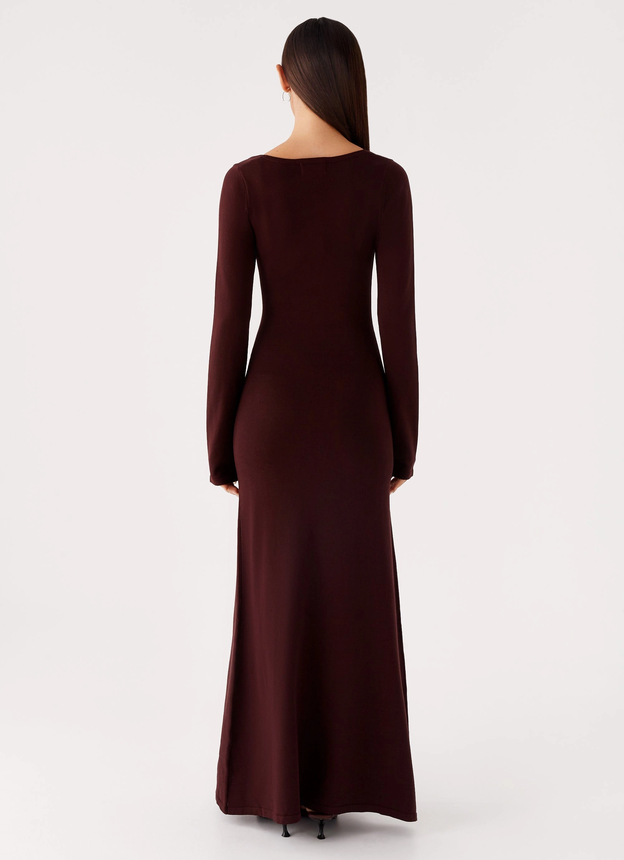 Adora Long Sleeve Knit Maxi Dress - Chocolate Versatile party outfit