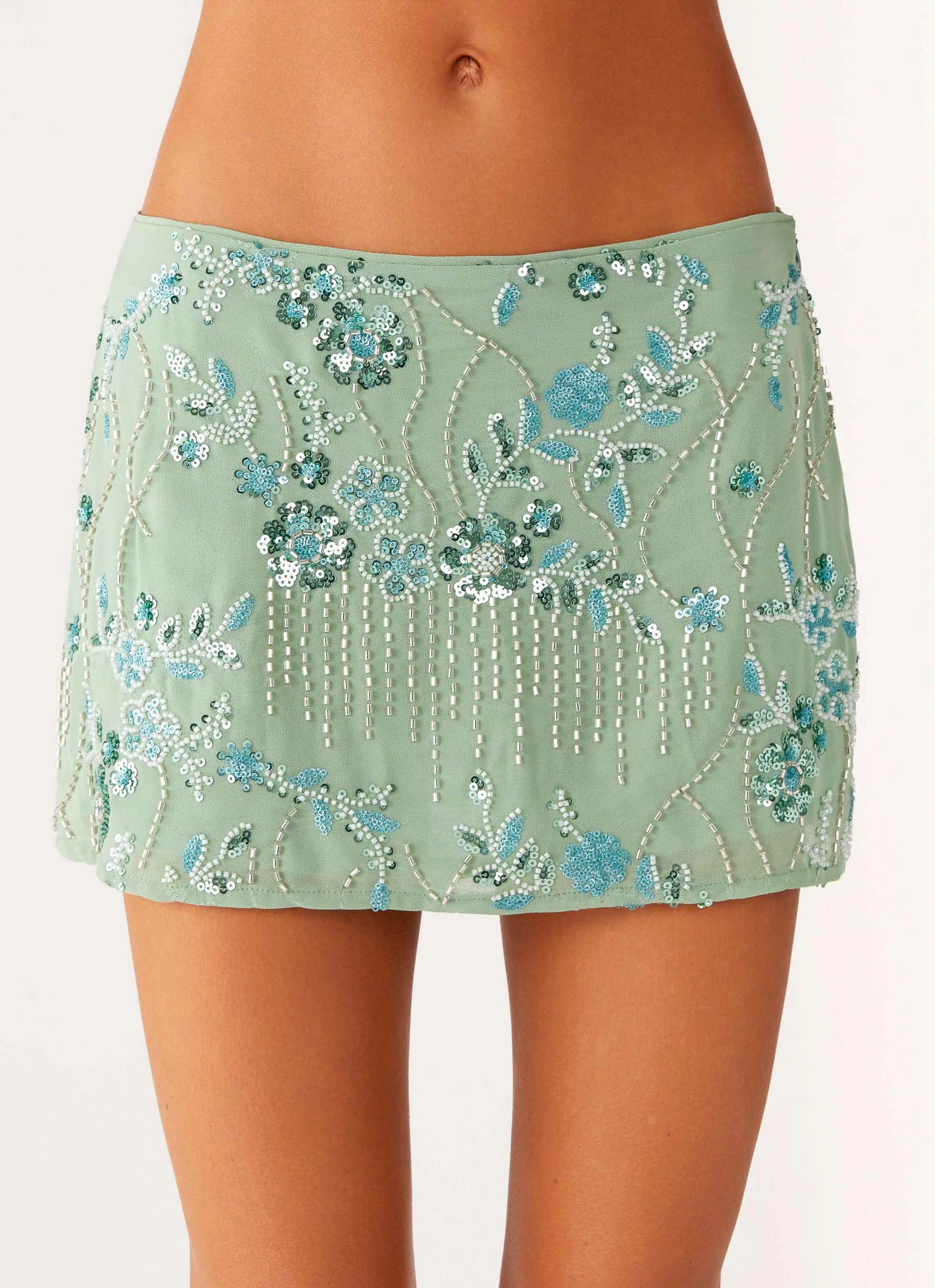 Travel Ready Adored By You Mini Skirt - Mint