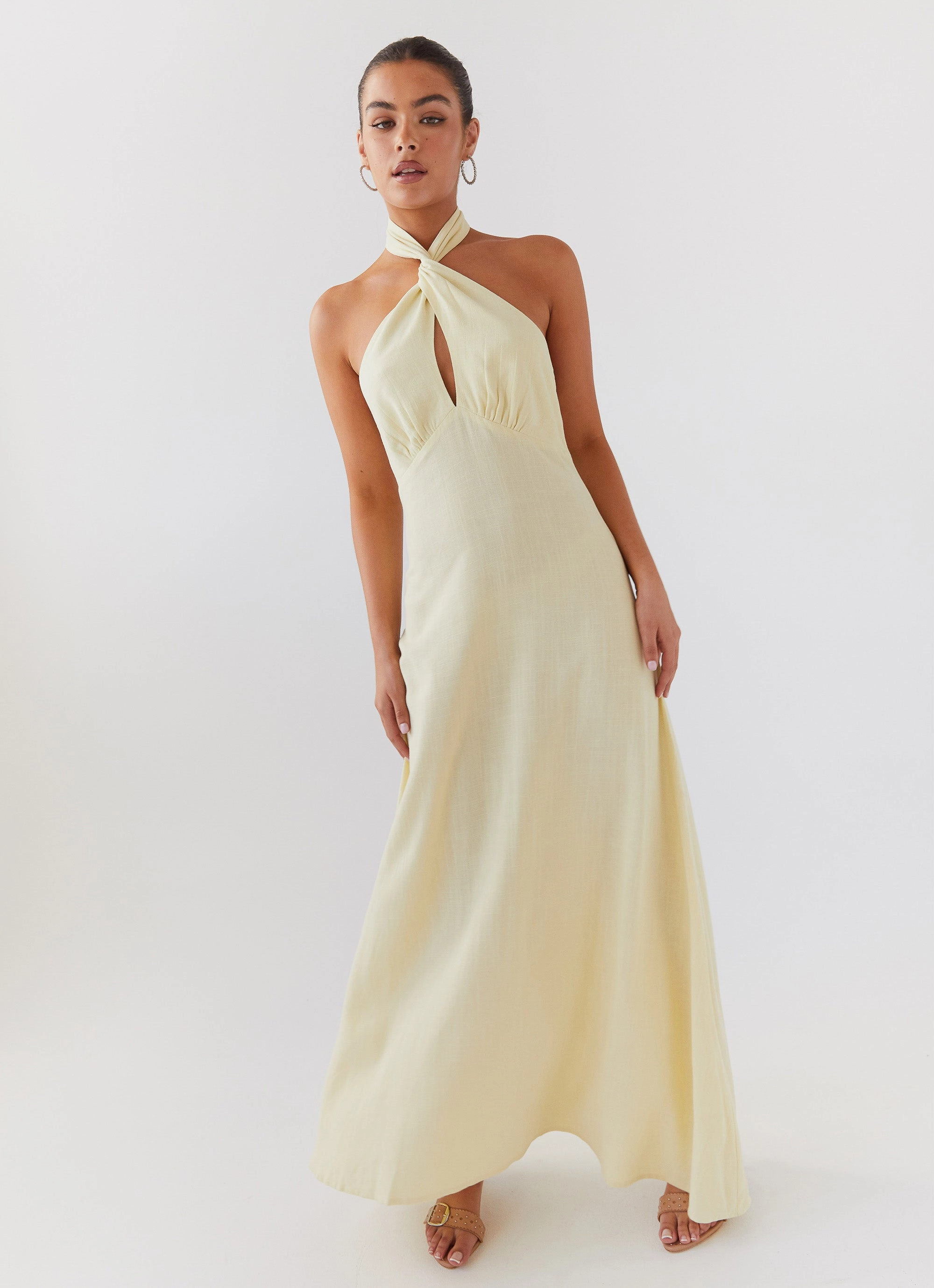 Adrienne Linen Maxi Dress - Lemon Relax Cut All-Day Fit