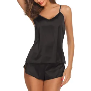 Affordable Women Lingerie Silk Pajamas Cami Shorts Set Nightwear Silk Short Sleepwear