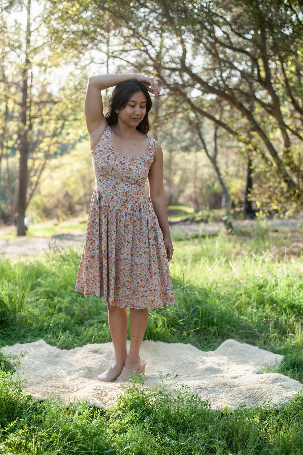 Agnes dress in Calico Bloom Challis Confident Touch Perfectly Fitted