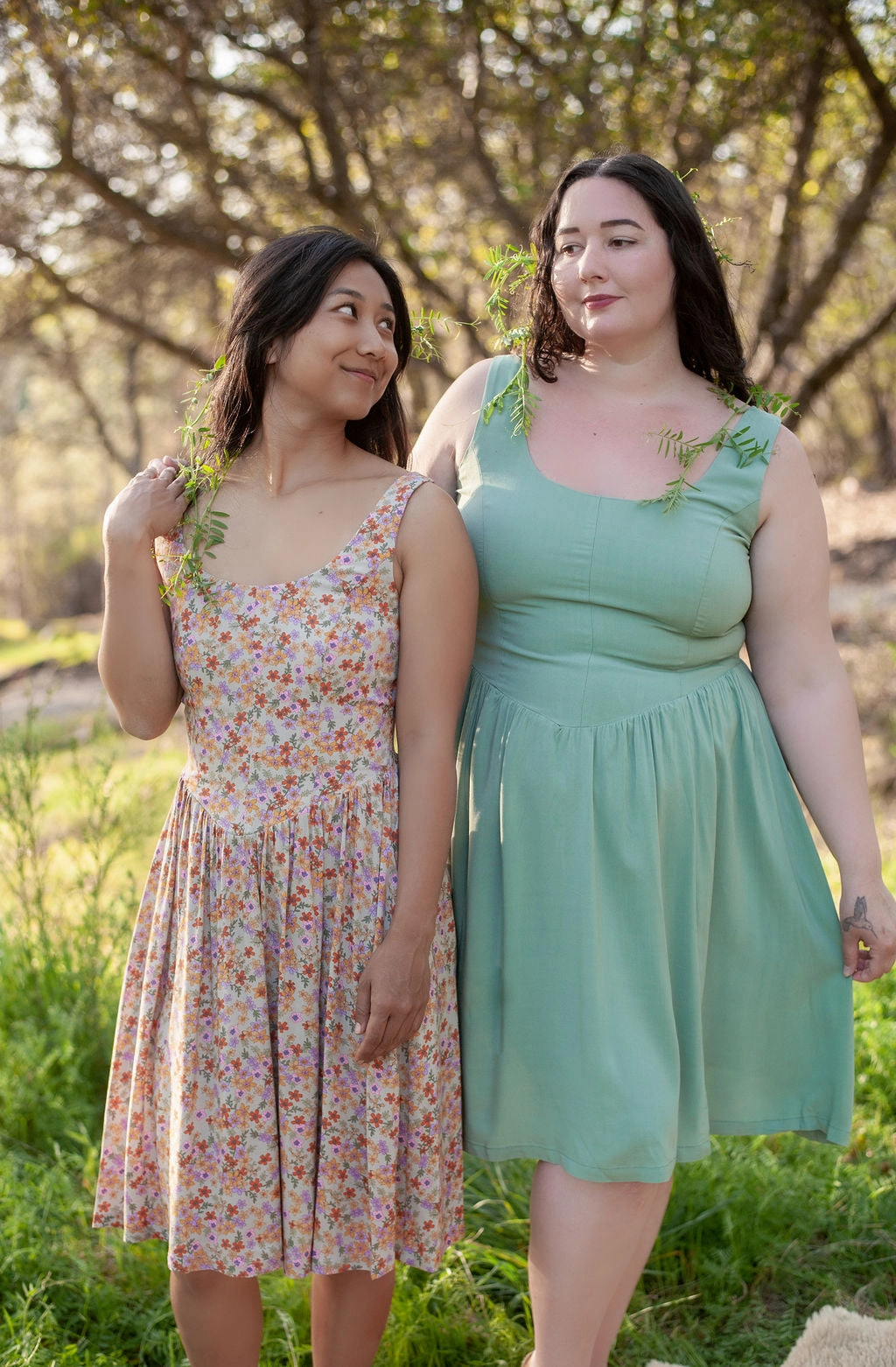 Agnes dress in Calico Bloom Challis Festive Mood