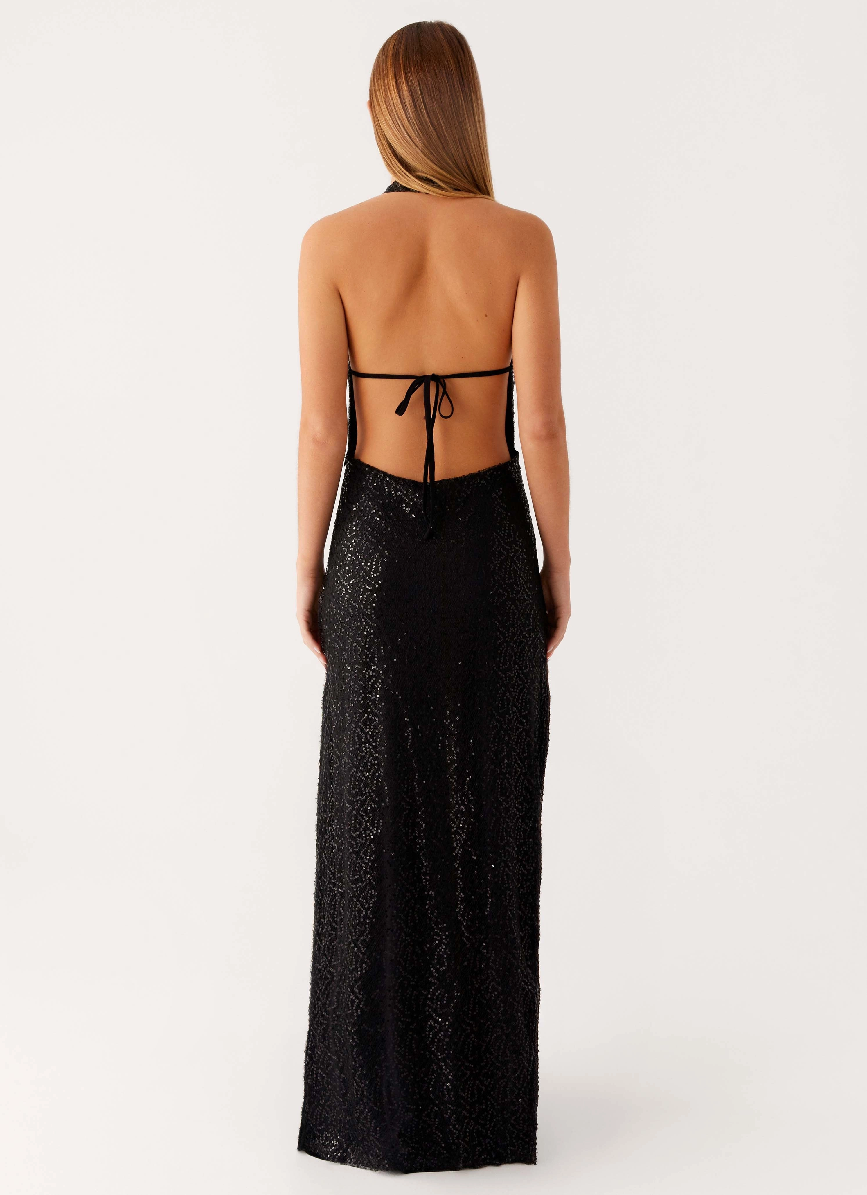 Empire Sequin Maxi Dress - Black Shade Glow