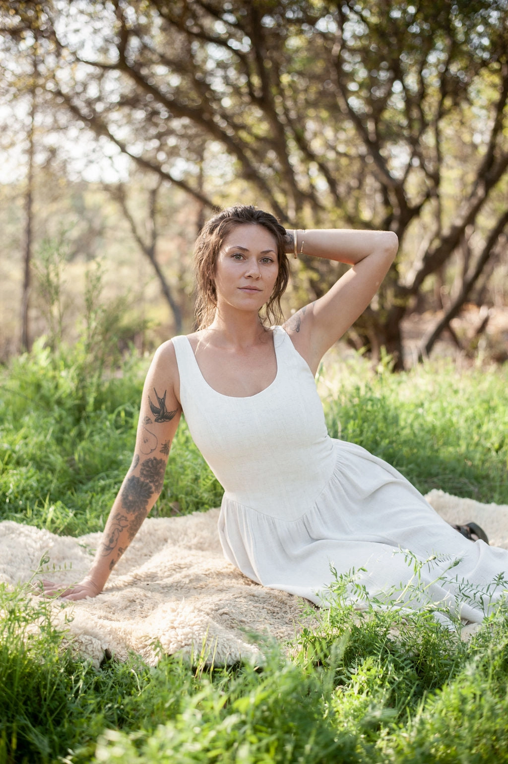 Kind Glow Agnes dress in Oat Linen