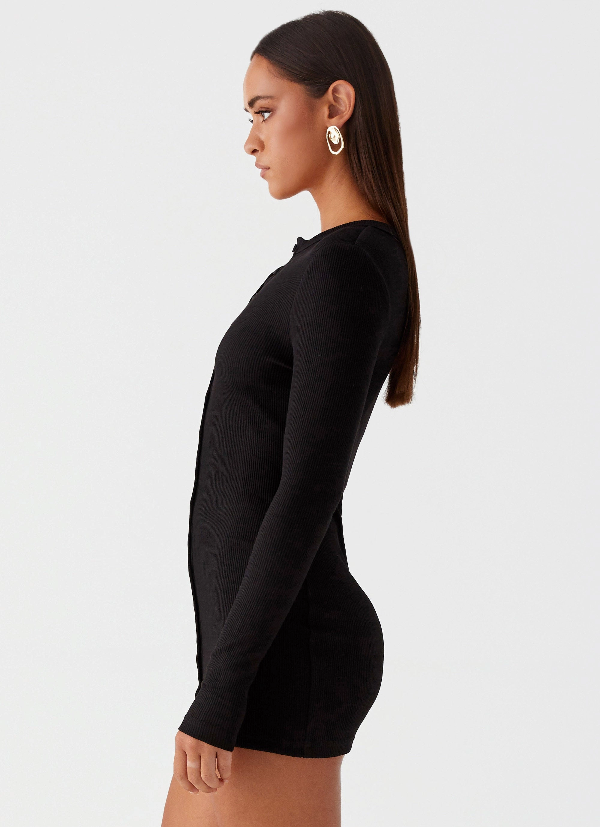 Ailee Long Sleeve Mini Dress - Black Urban Pulse