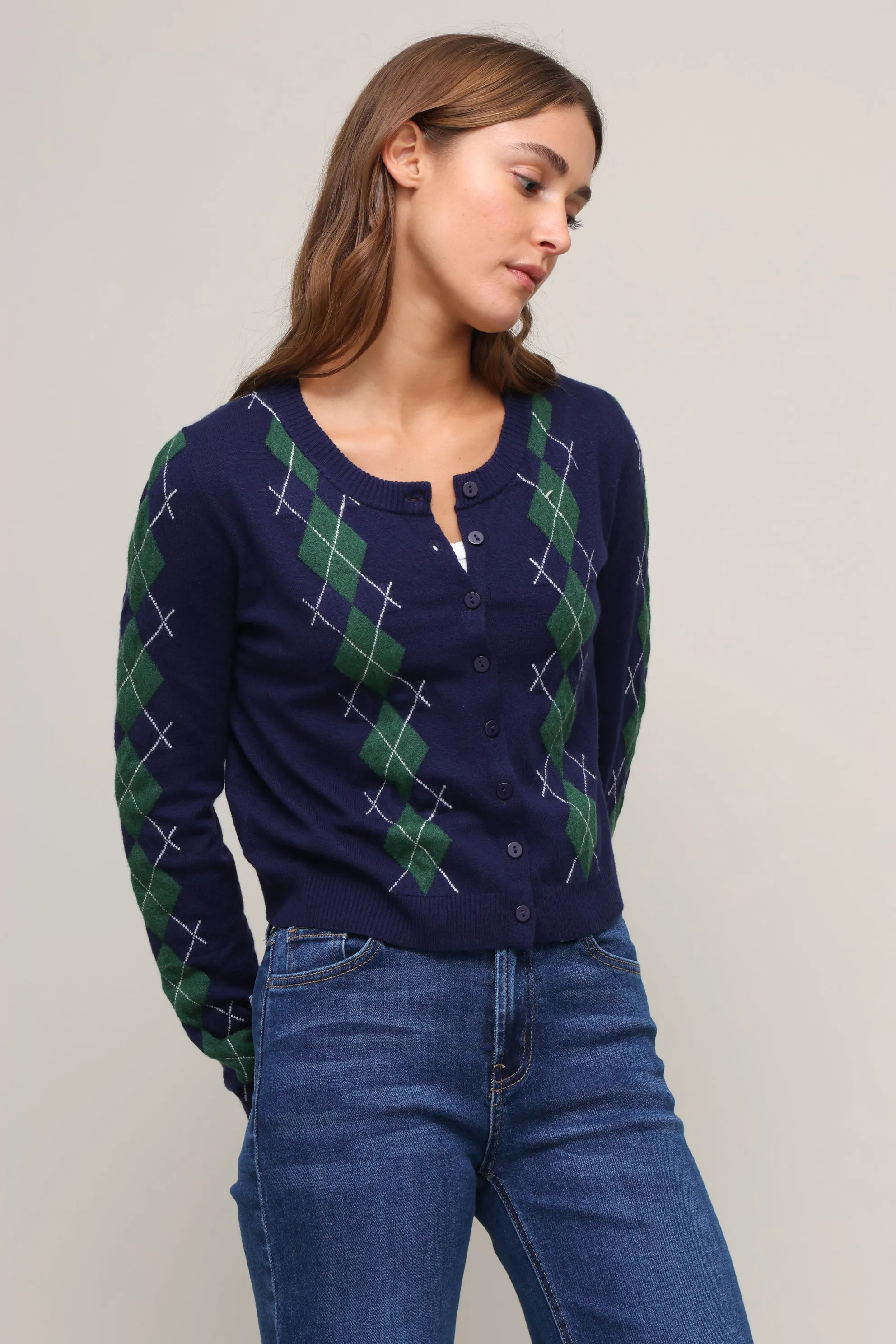 Thermal Regulating Design Ainsley Argyle Cardigan
