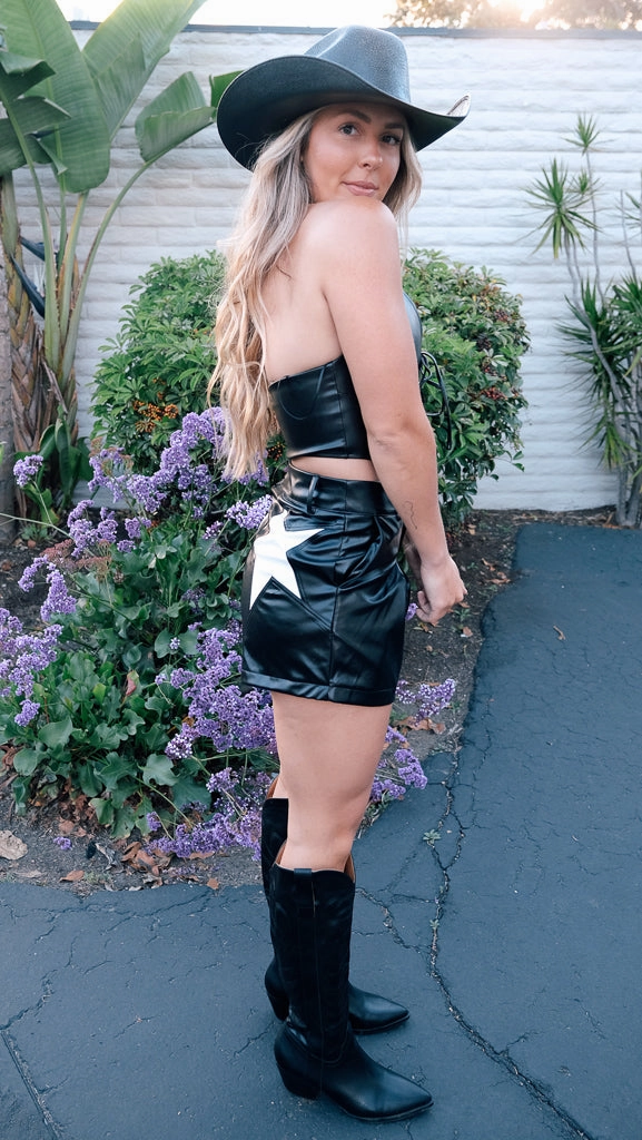 Adaptive Temperature Control Quick Adjust Fit Starstruck Faux Leather Shorts