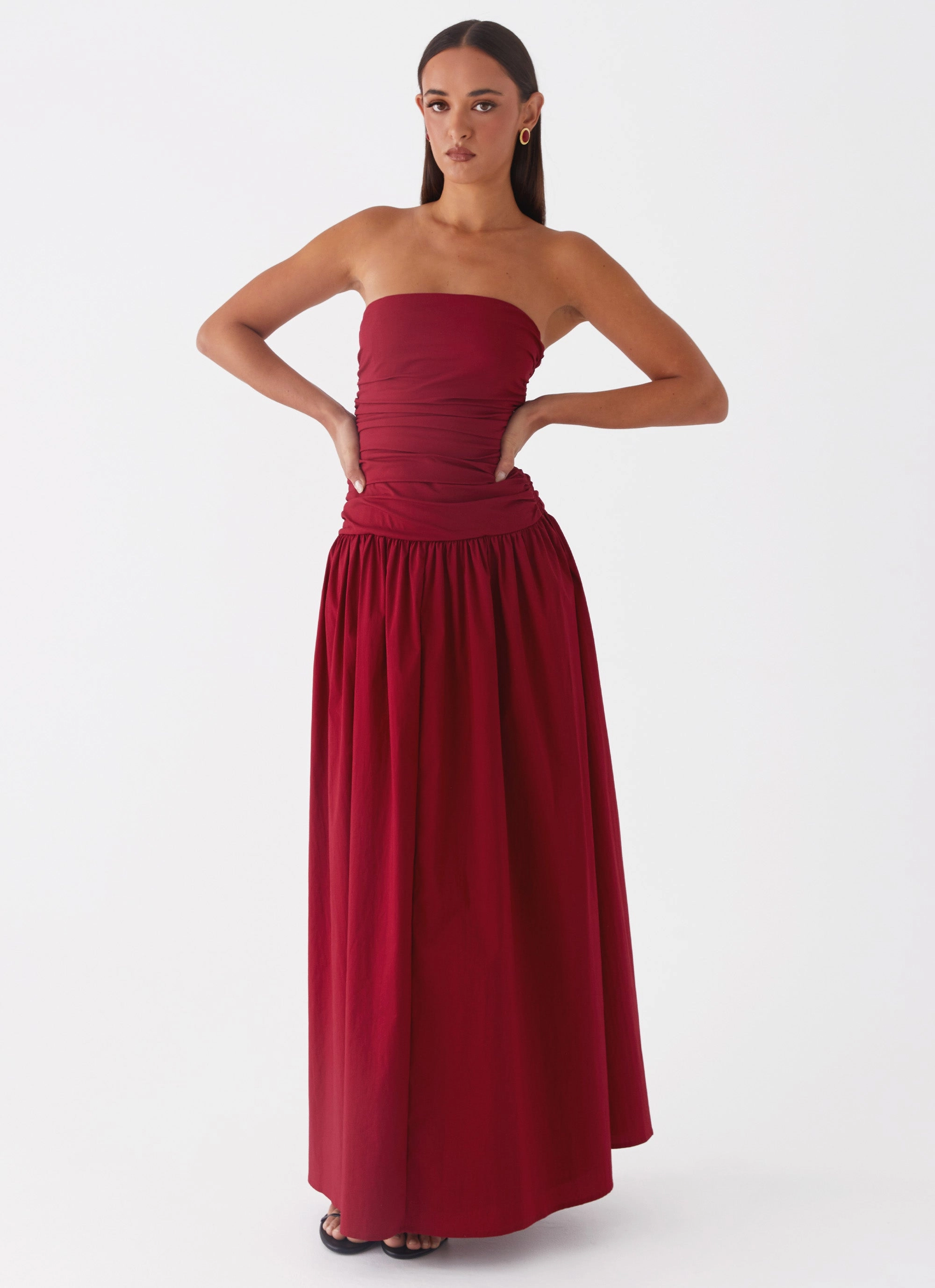 All Fit Style Texture Flow Carmel Maxi Dress - Merlot