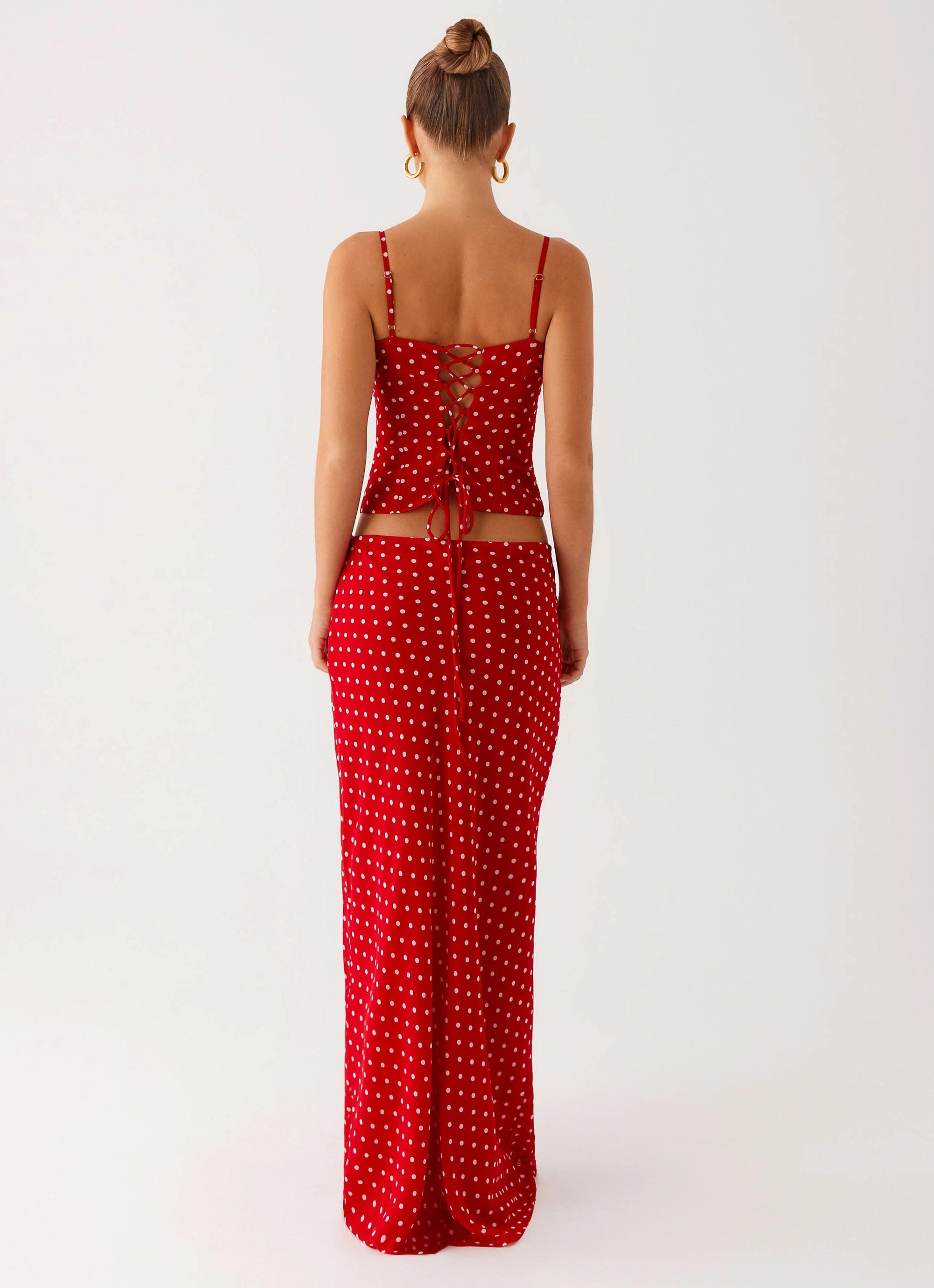 Bendita Maxi Skirt - Red Polka Dot light feel Elegant Flow