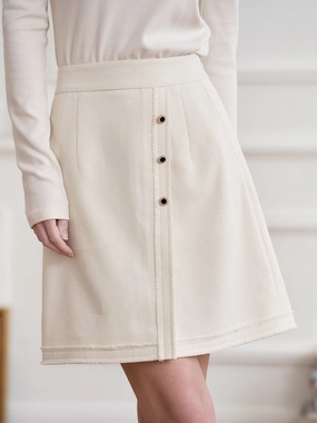 Aitana Apricot Brushed Tweed Skirt HypoallergenicFabric