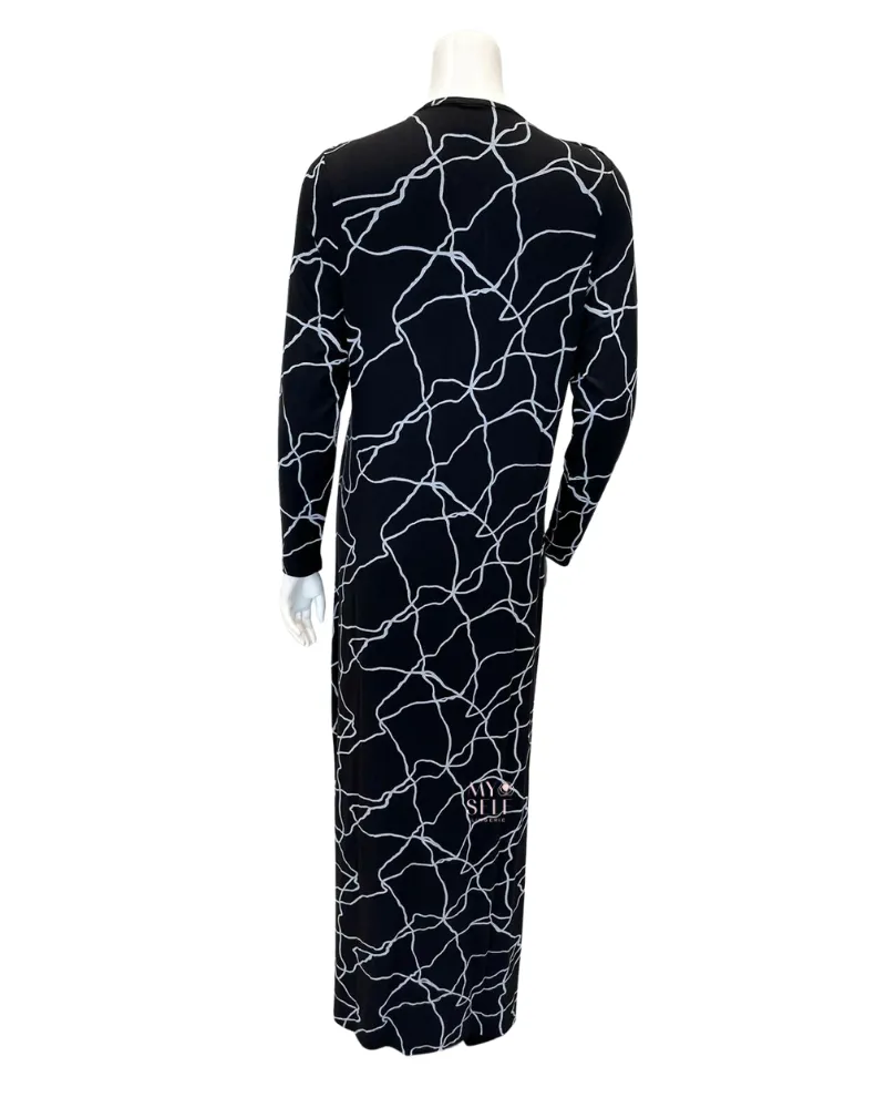 AJ1829 Black Silver Swirl Print Modal Nursing Nightgown