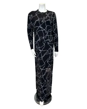 AJ1829 Black Silver Swirl Print Modal Nursing Nightgown