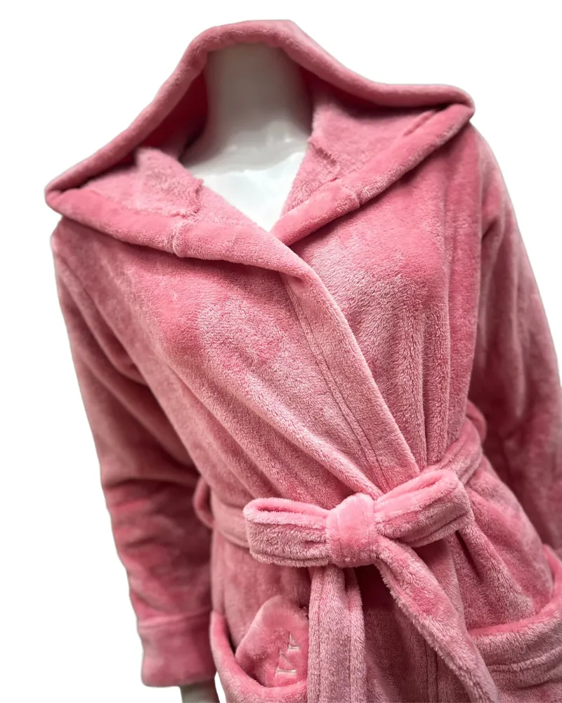AL300PK Pink Furry Morning Robe & Eye Mask