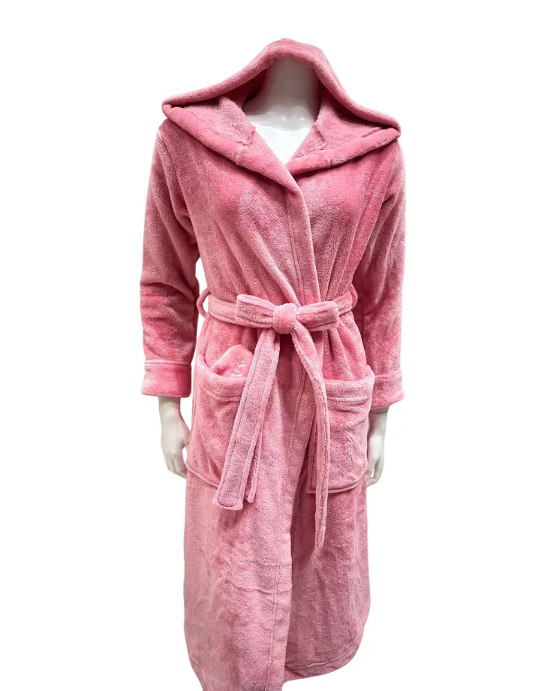 AL300PK Pink Furry Morning Robe & Eye Mask