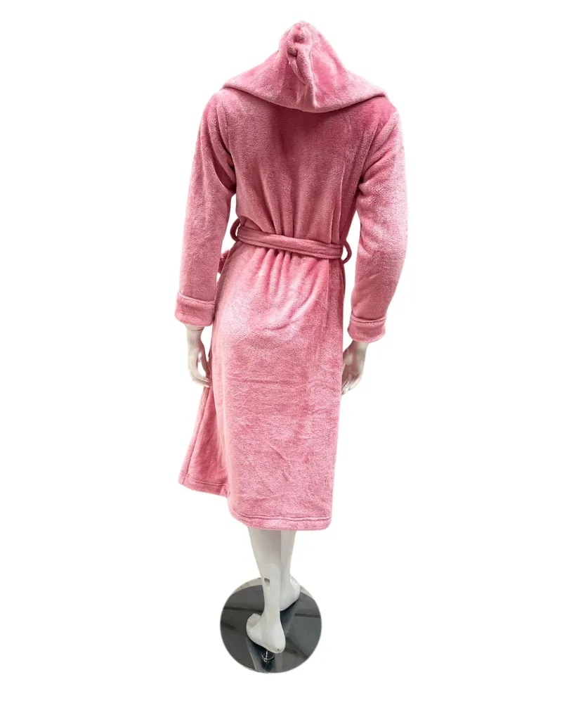 AL300PK Pink Furry Morning Robe & Eye Mask