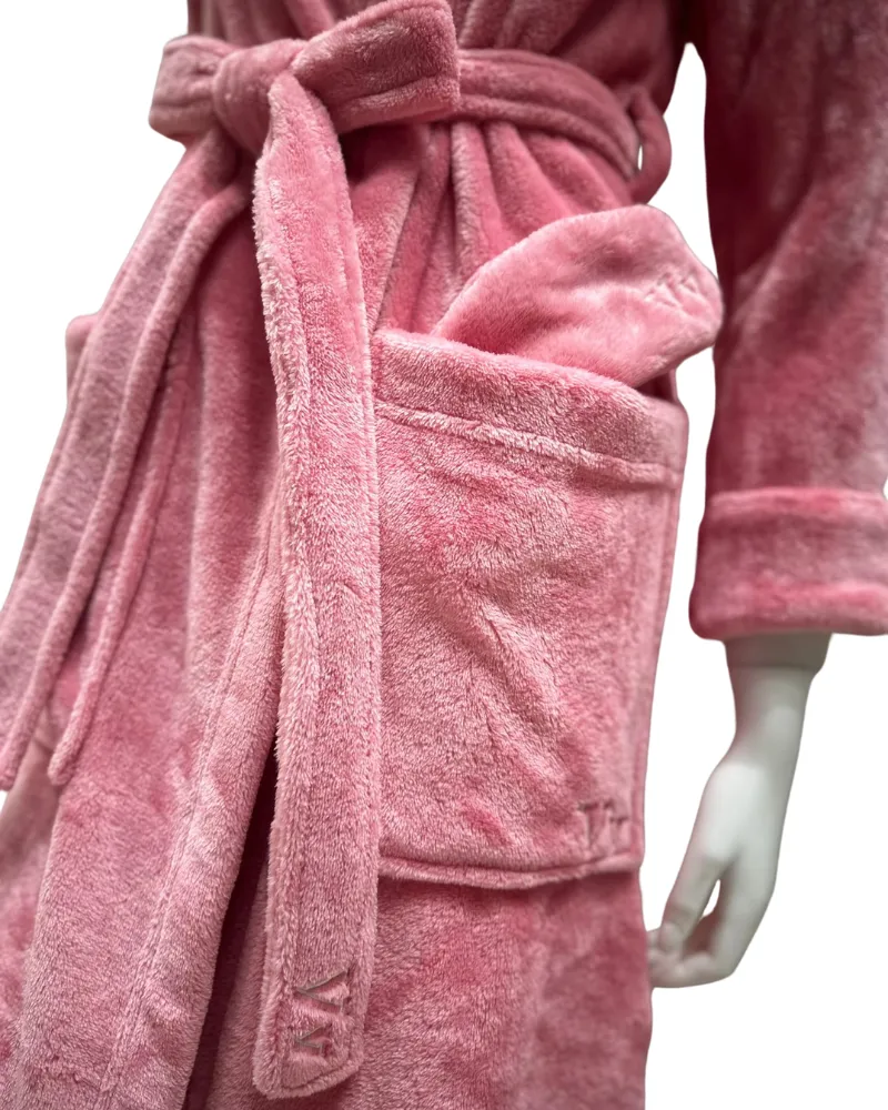 AL300PK Pink Furry Morning Robe & Eye Mask