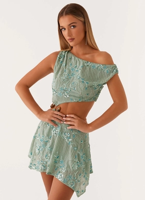 Chafe Resistant Aletta Sequin Mini Dress - Mint