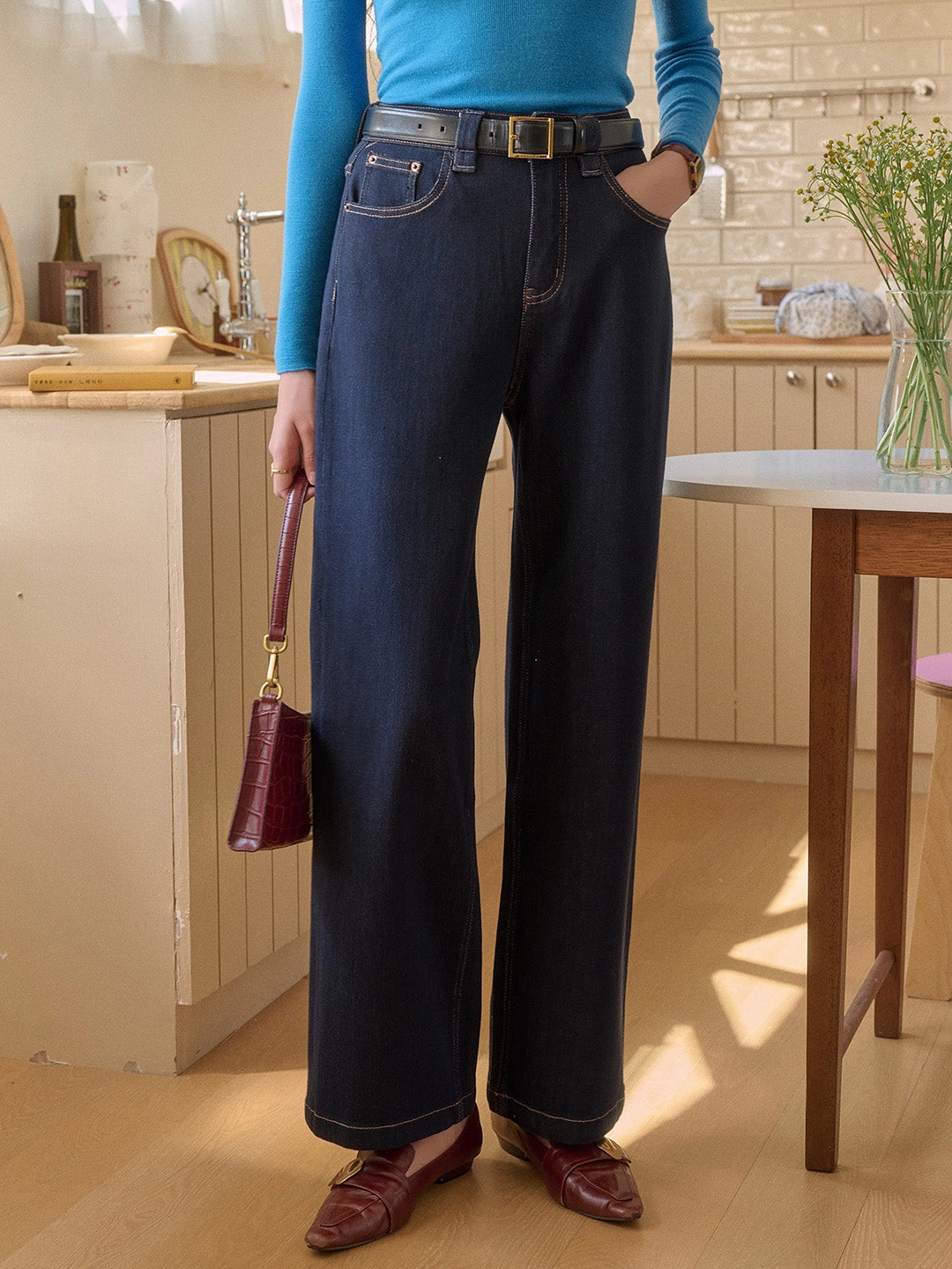 Stretching Fit Alexis Straight Lyocell Cotton Jeans