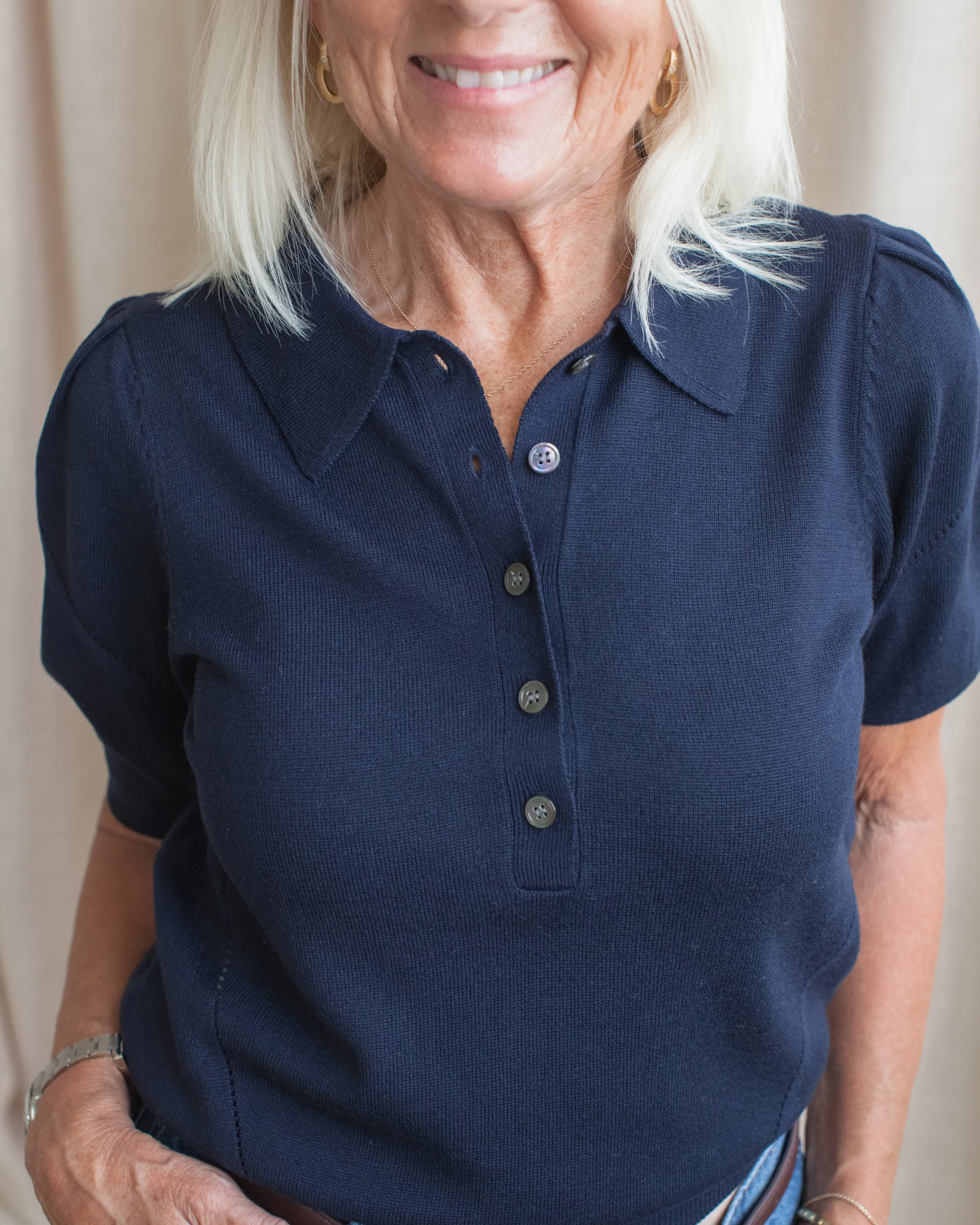 Alice Knit Polo- Navy Wear Resistant Fabric ComfortStretchFit