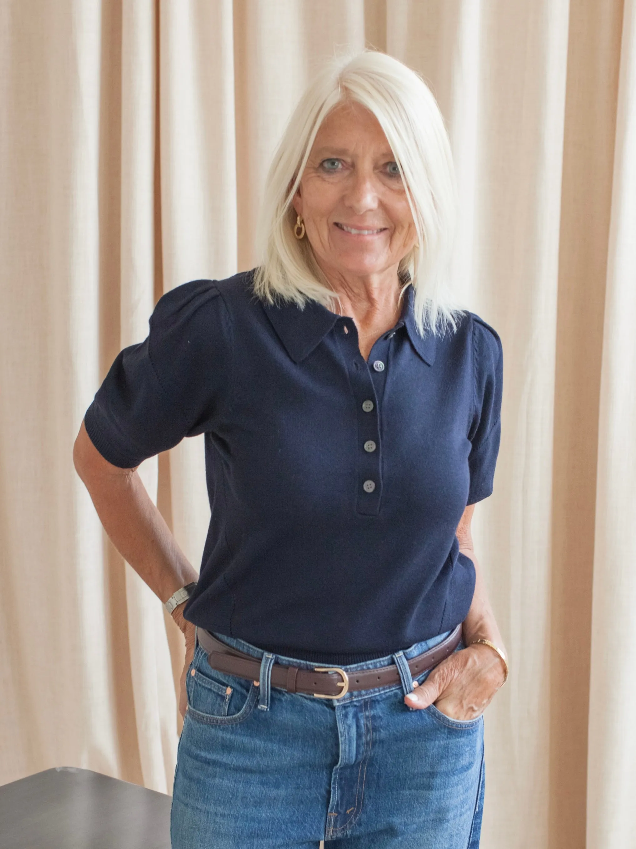 LowProfileSeams Alice Knit Polo- Navy