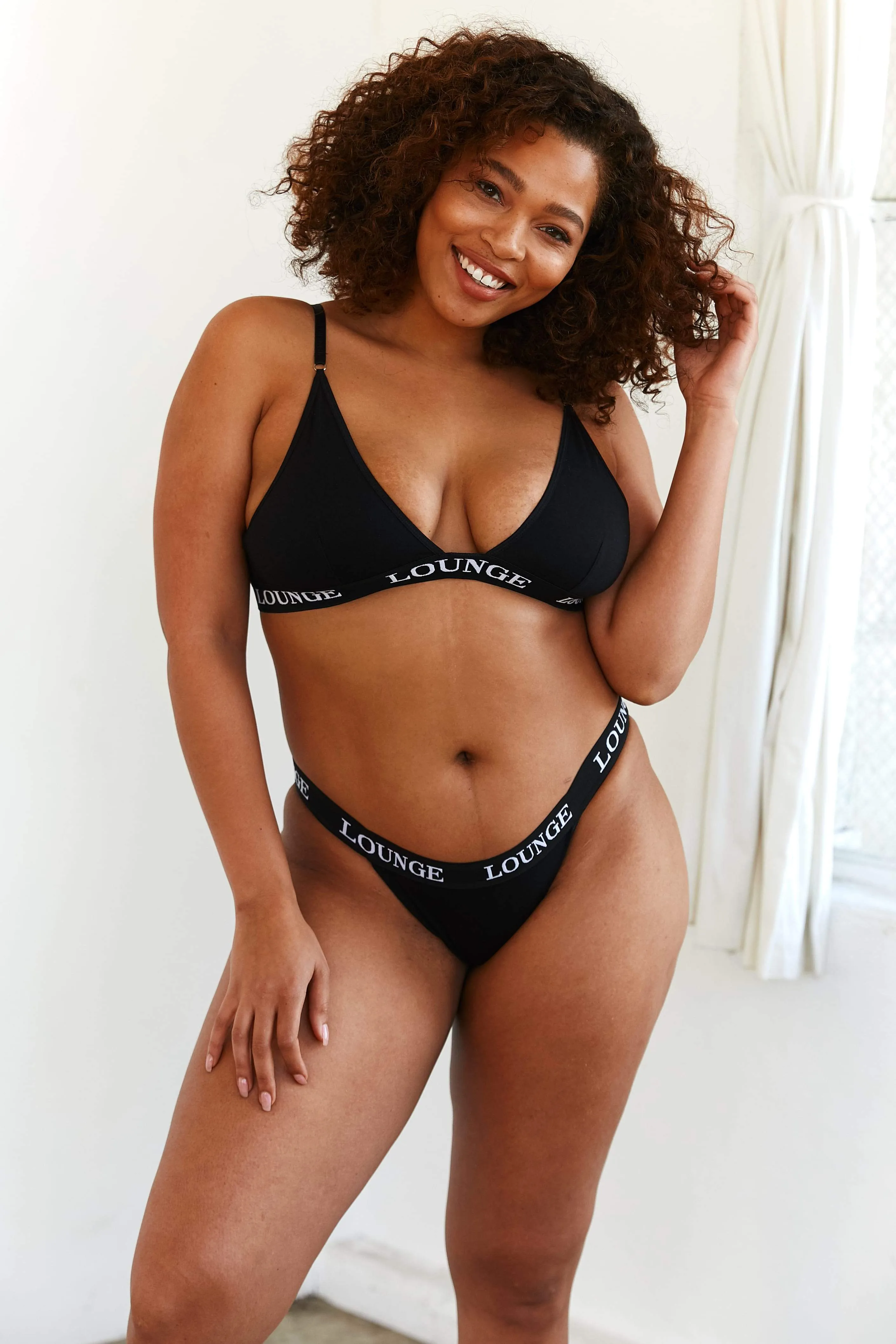 All Black Triangle Bra & Thong