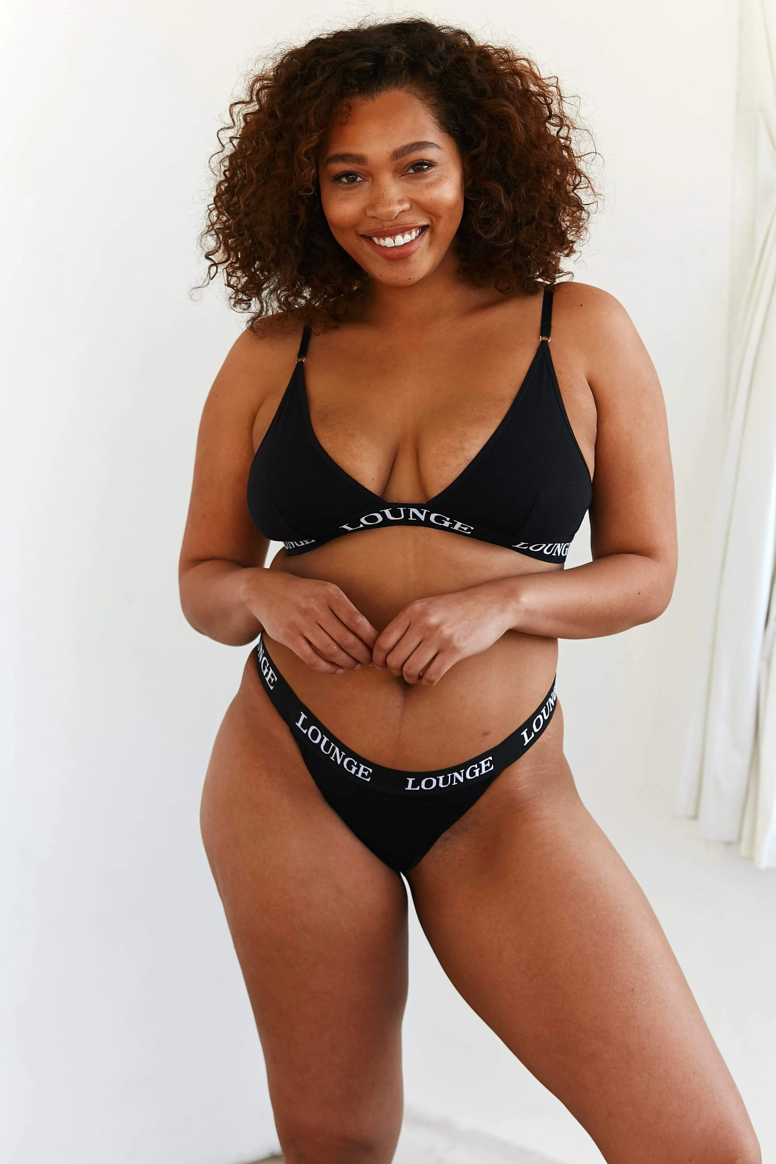 All Black Triangle Bra & Thong