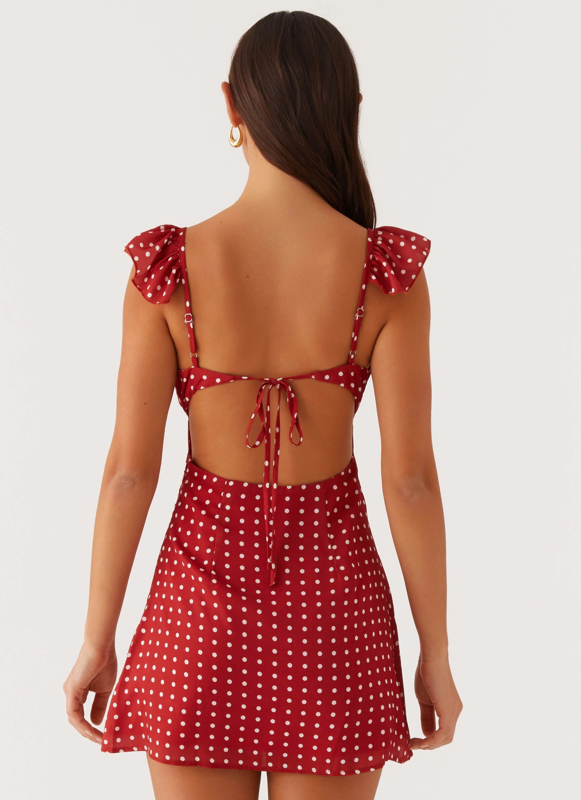 Adrina Ruffle Mini Dress - Red Polka Dot Soft Combo