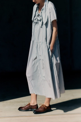 Drop Sleeve Painter's Dress - Blue Harmonious Layers