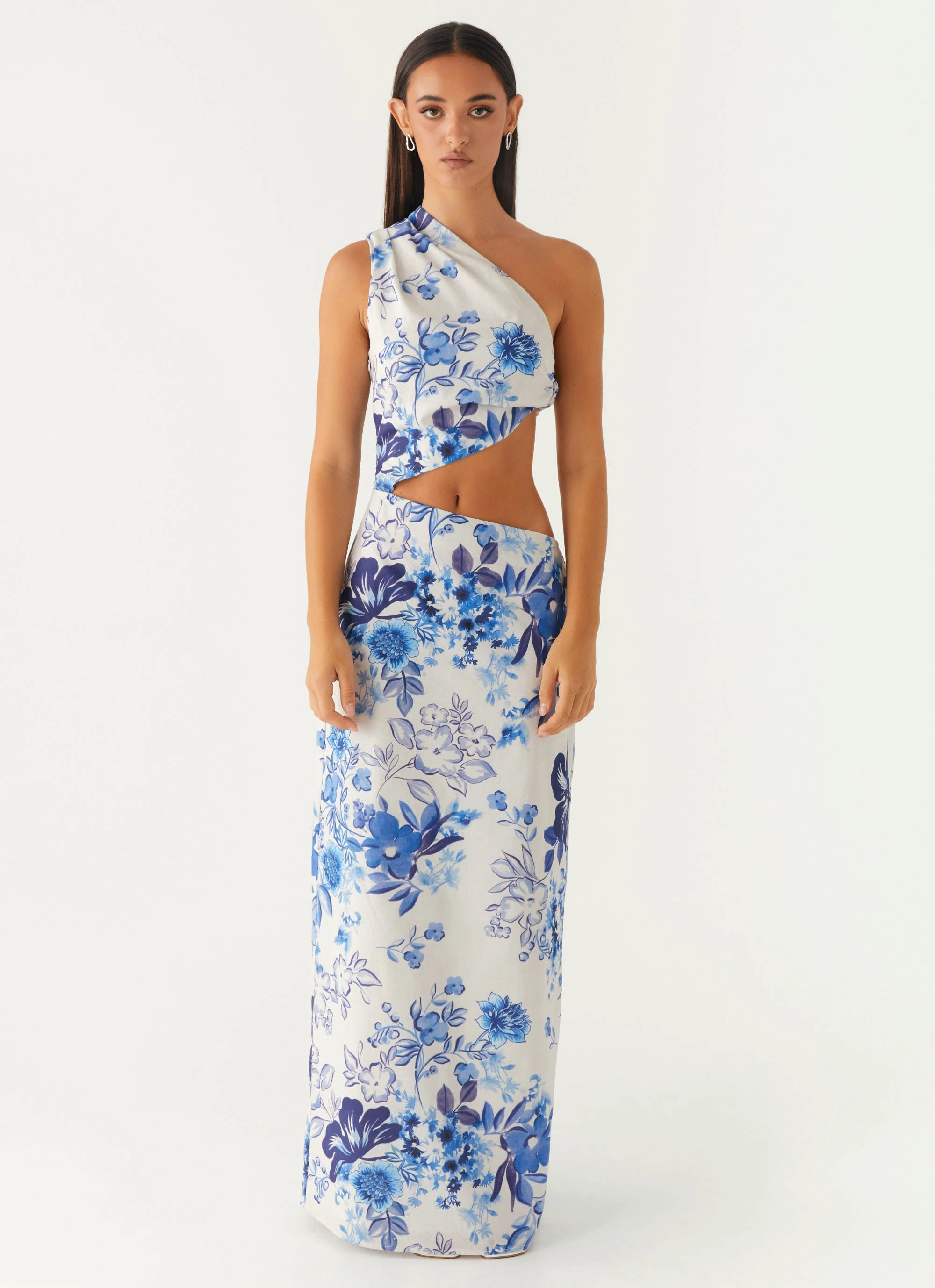 All Summer Long Maxi Dress - Serene Sky Floral Office Mood