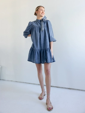Fluid Cut Work Chic Kennedy Denim Mini Dress