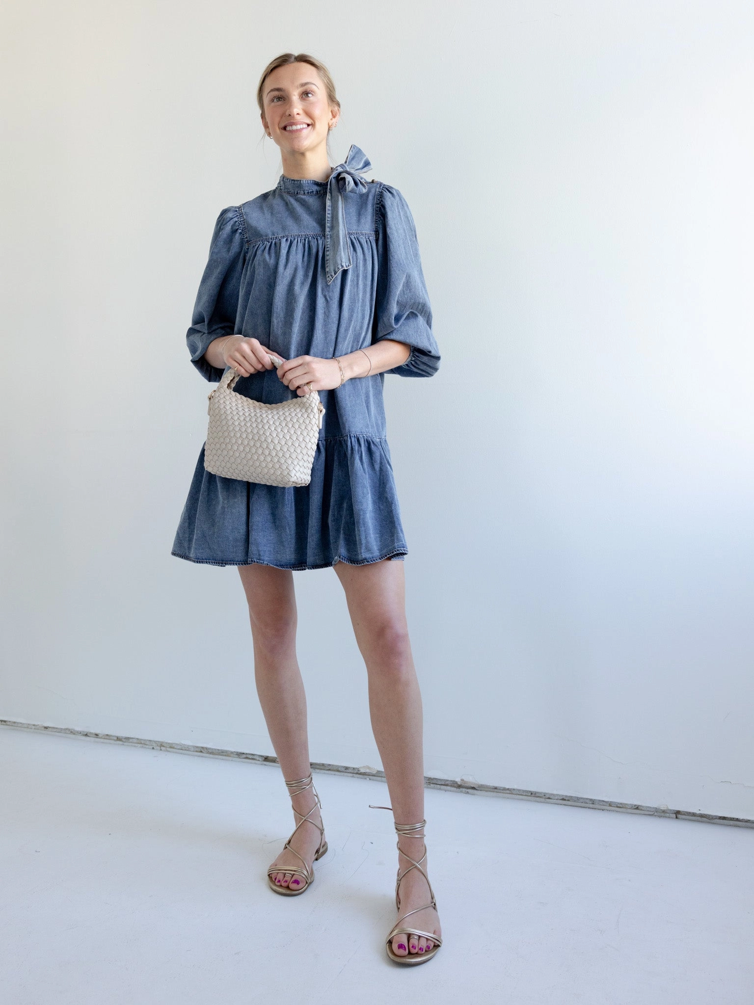 Kennedy Denim Mini Dress Tailored-fit Pure Aesthetic