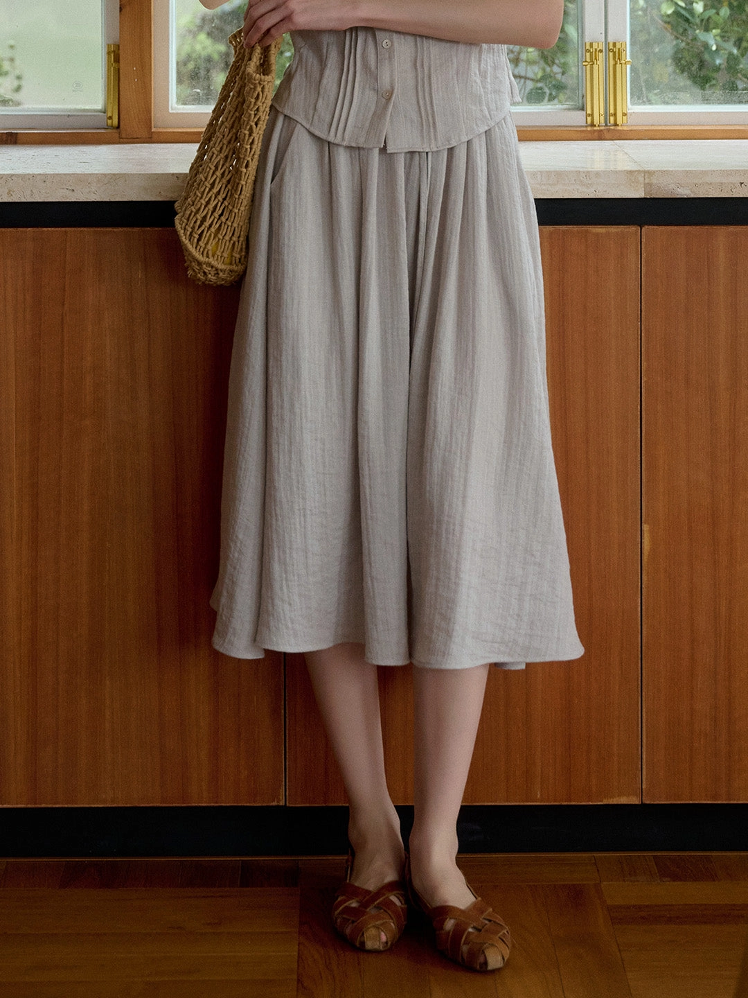 Odor Control Technology Ruth A-Line Lyocell Linen Skirt