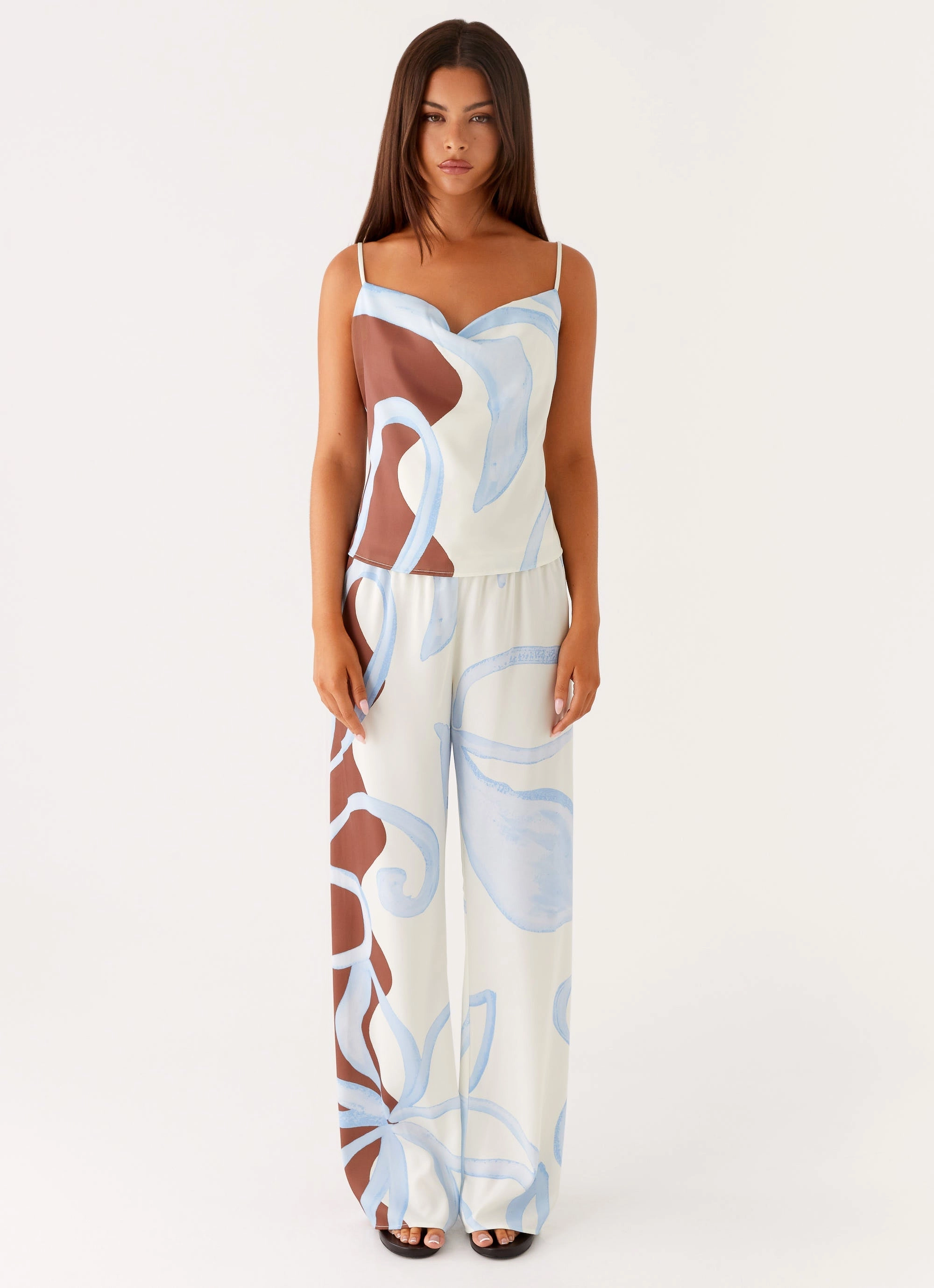 HighNeckline AntiPilling Finish Kaia Cowl Neck Top - Bloom Wave Print