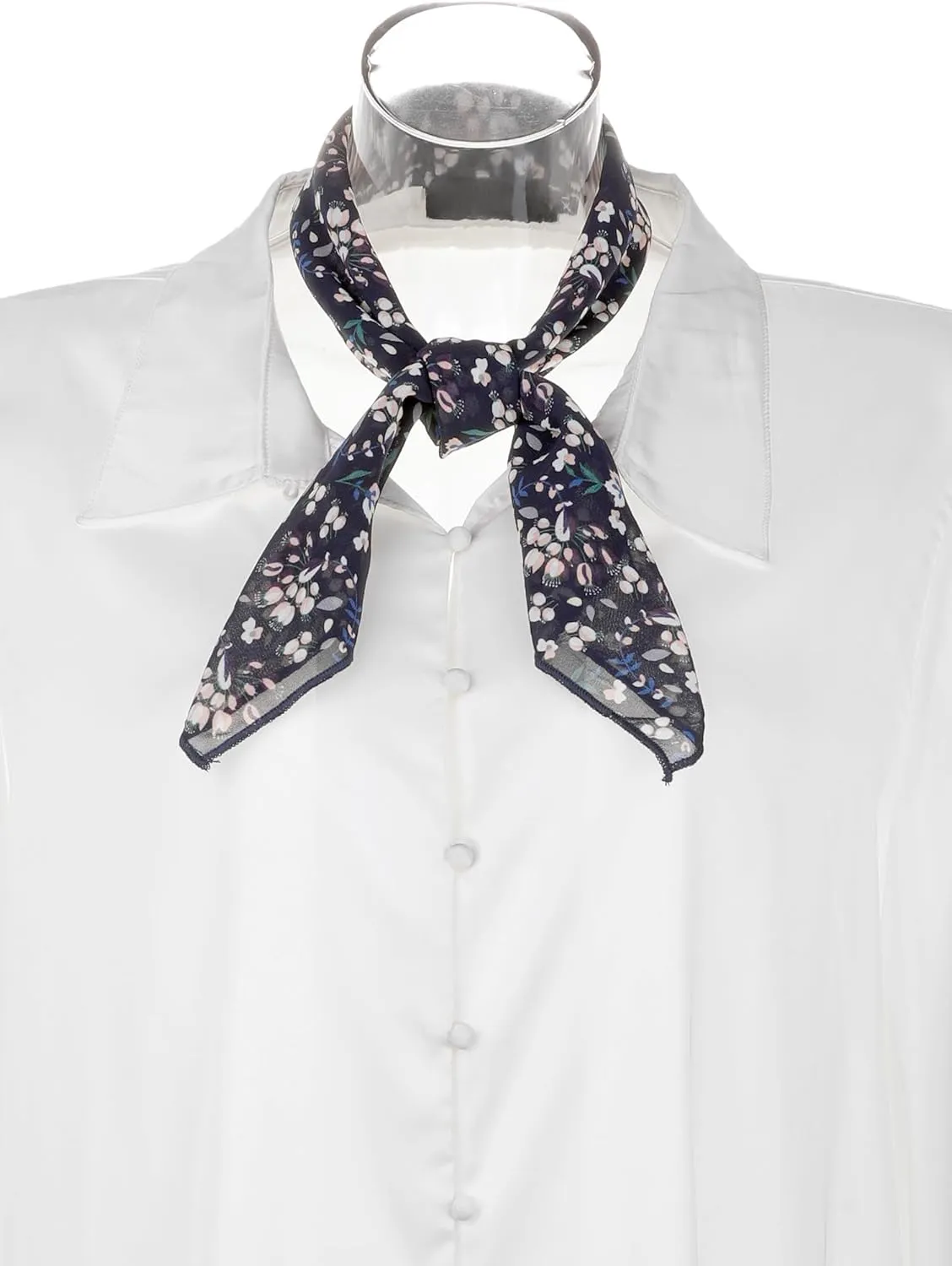 Allegra K Women Chiffon Scarves - 25.6" X25.6" - Floral Print Square Kerchief Neck Scarf Neckerchief