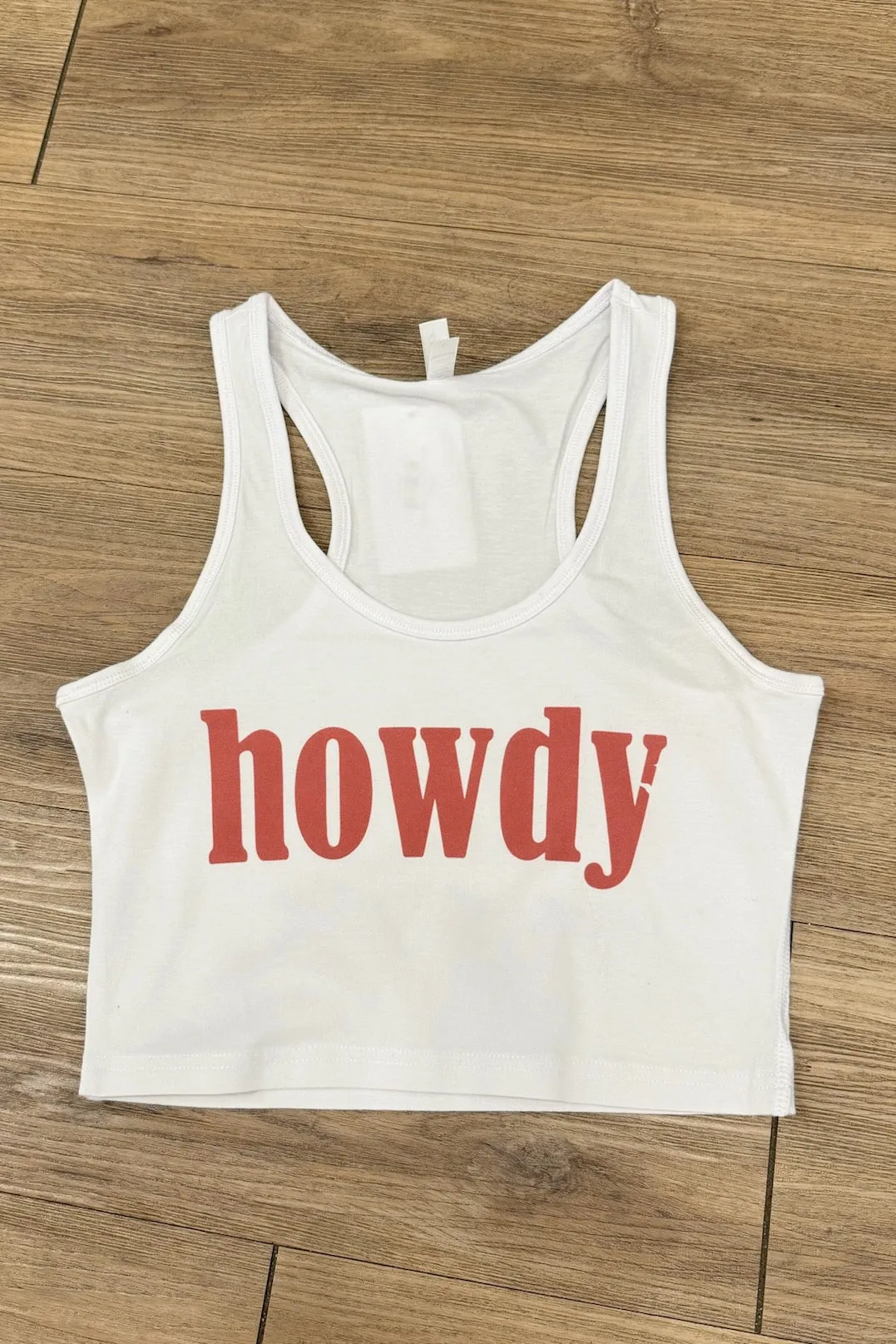 Howdy Racerback Tank - White SoftFeel Fabric Retro Style