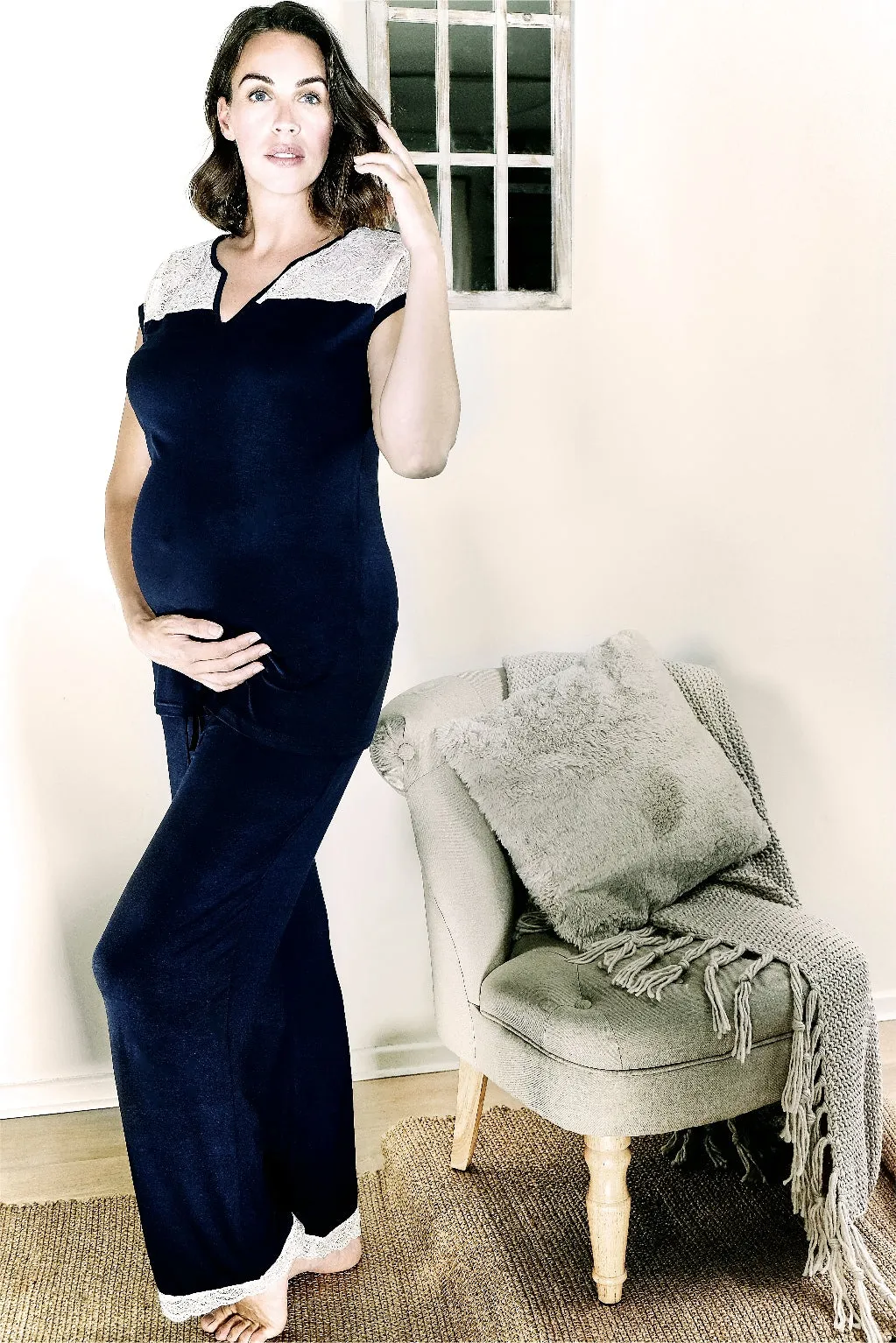 Allure Short Sleeve Pyjamas - Navy
