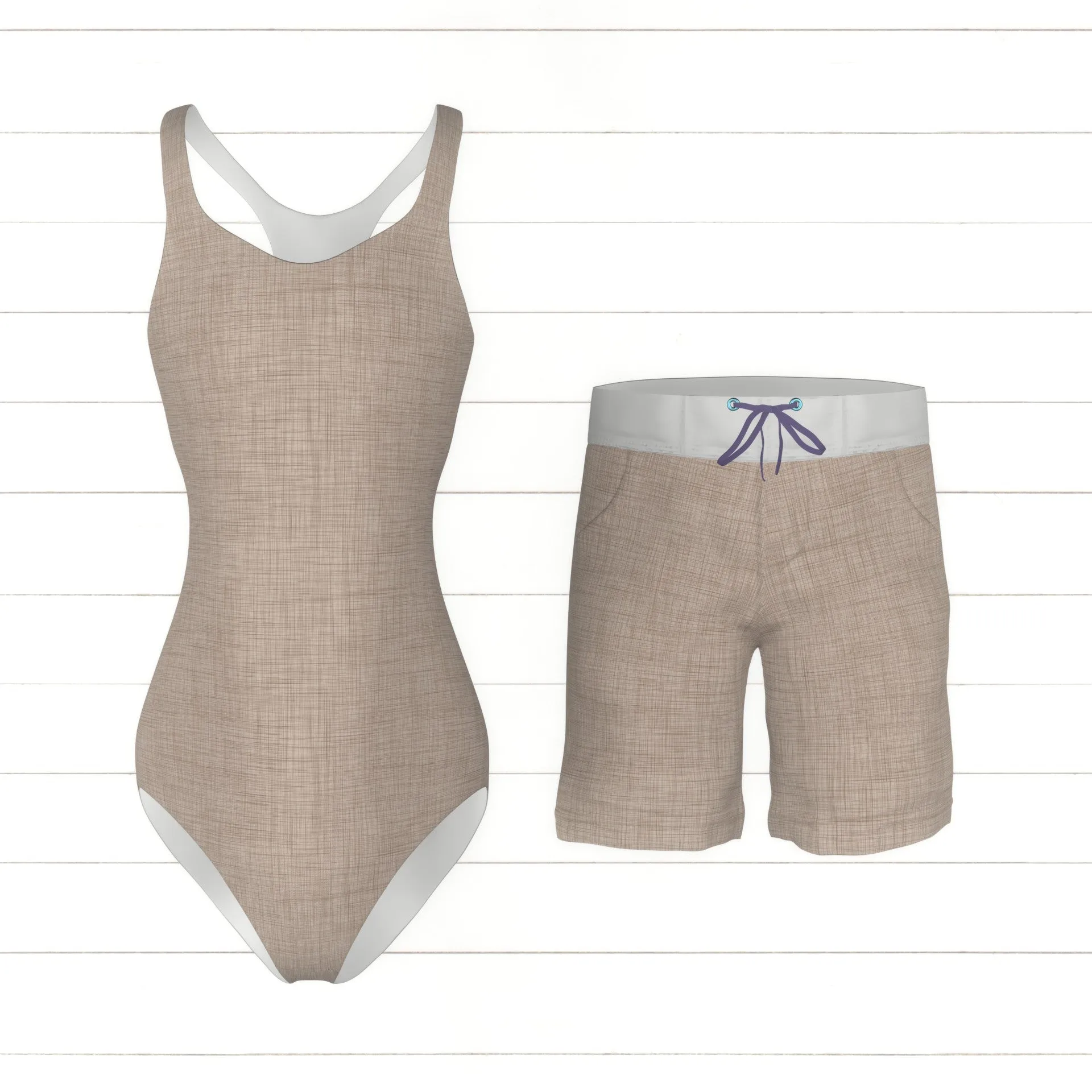 Almond Faux Linen Texture, PRINTED Linen Look, Neutral Tan