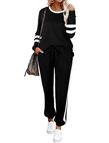 Aloodor Lounge Sets for Women 2 Piece Sweatsuits Airport Travel Outfits 2024 Loungewear Fashion Fall Outfits Red L