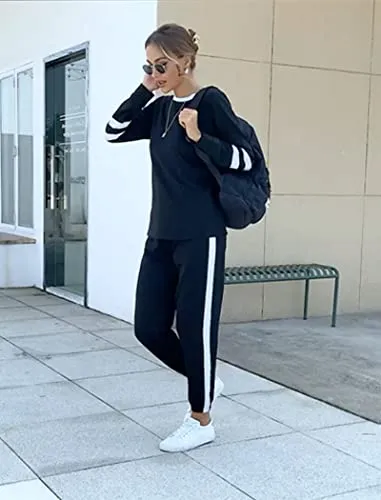 Aloodor Lounge Sets for Women 2 Piece Sweatsuits Airport Travel Outfits 2024 Loungewear Fashion Fall Outfits Red L
