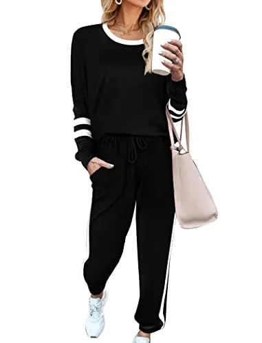 Aloodor Lounge Sets for Women 2 Piece Sweatsuits Airport Travel Outfits 2024 Loungewear Fashion Fall Outfits Red L