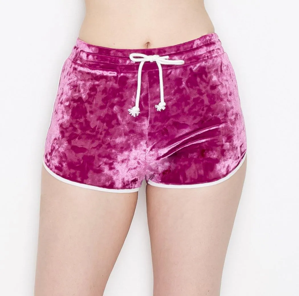 ALWAYS Women's Crushed Velvet Shorts - Buttery Soft Drawstring Shorts