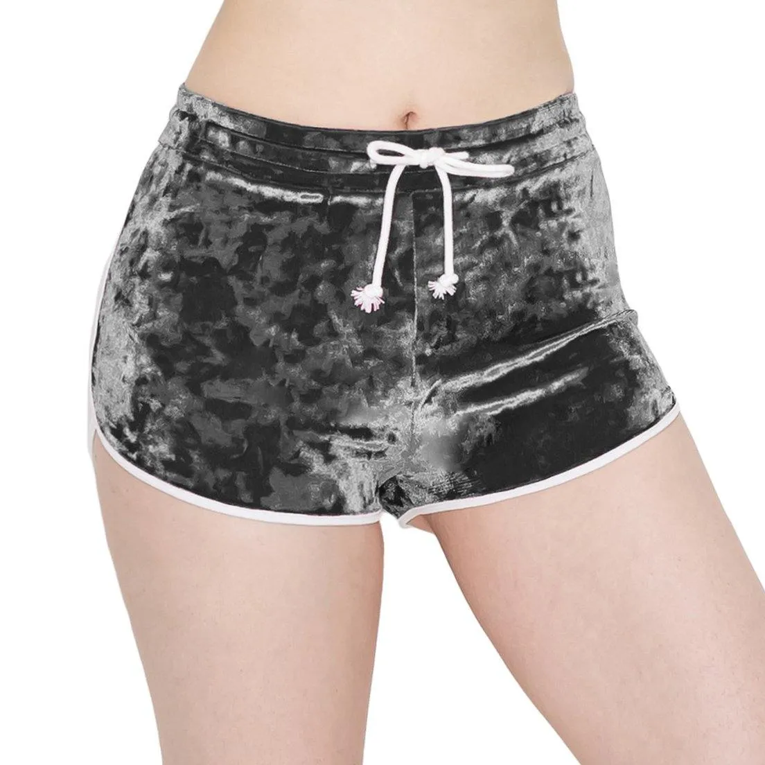ALWAYS Women's Crushed Velvet Shorts - Buttery Soft Drawstring Shorts