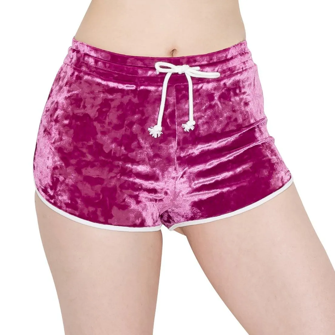 ALWAYS Women's Crushed Velvet Shorts - Buttery Soft Drawstring Shorts