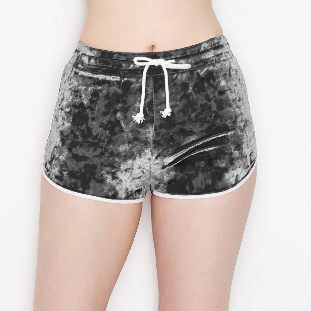 ALWAYS Women's Crushed Velvet Shorts - Buttery Soft Drawstring Shorts