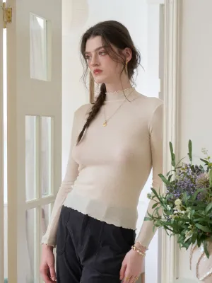 HighStrength Threadwork Amanda Ruffle Collar 100% Wool Sweater