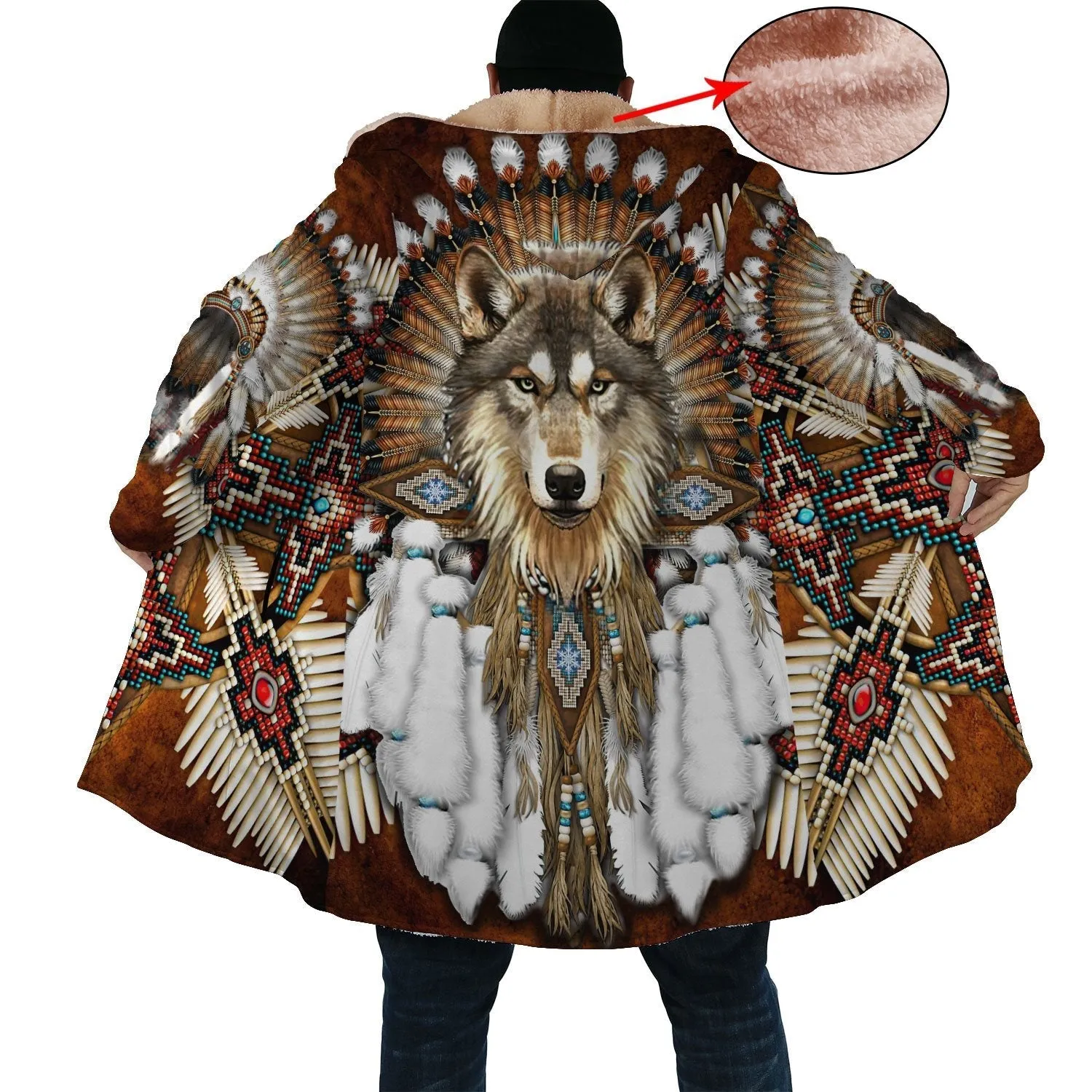 Amazing Wolf Feather Native Cloak WCS